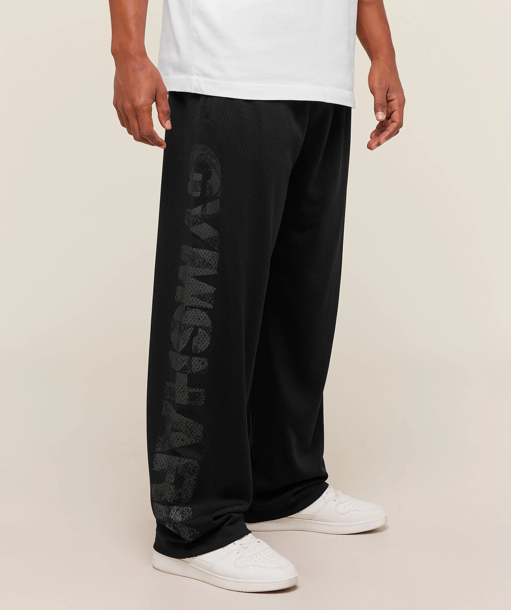 Gymshark Graphic Wordmark Mesh Wide Leg Pants - Black sold by Gymshark product image thumbnail 3