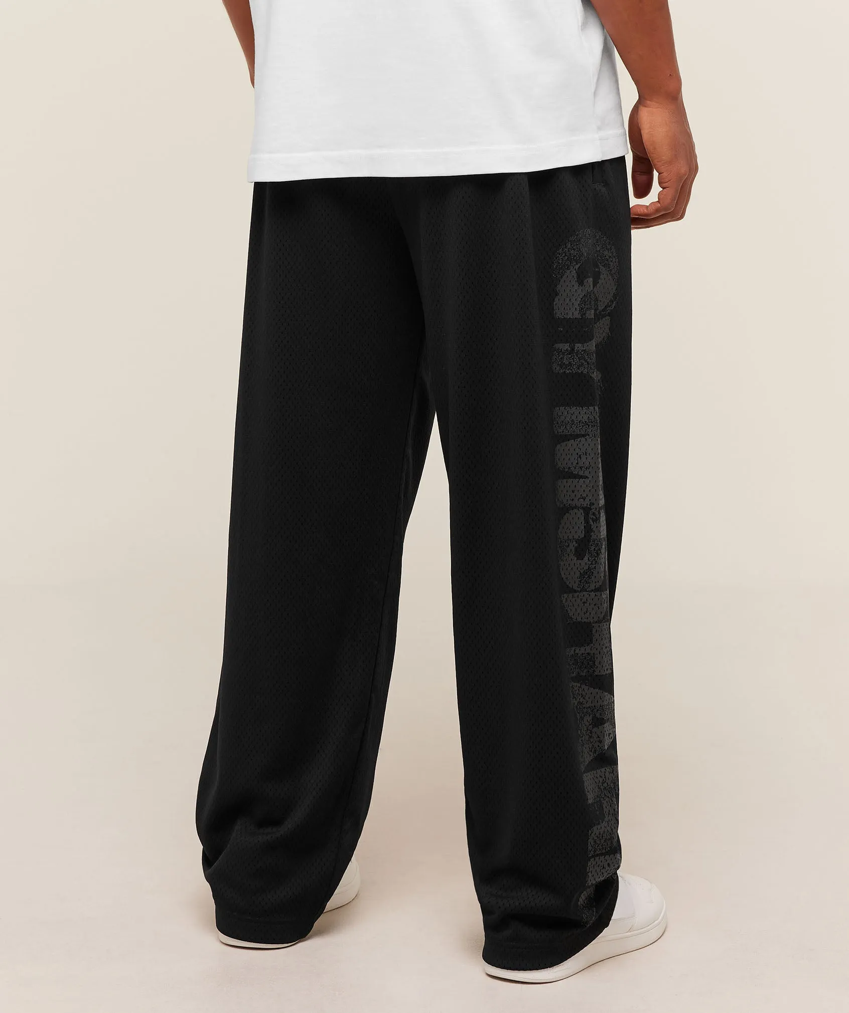 Gymshark Graphic Wordmark Mesh Wide Leg Pants - Black sold by Gymshark product image thumbnail 2