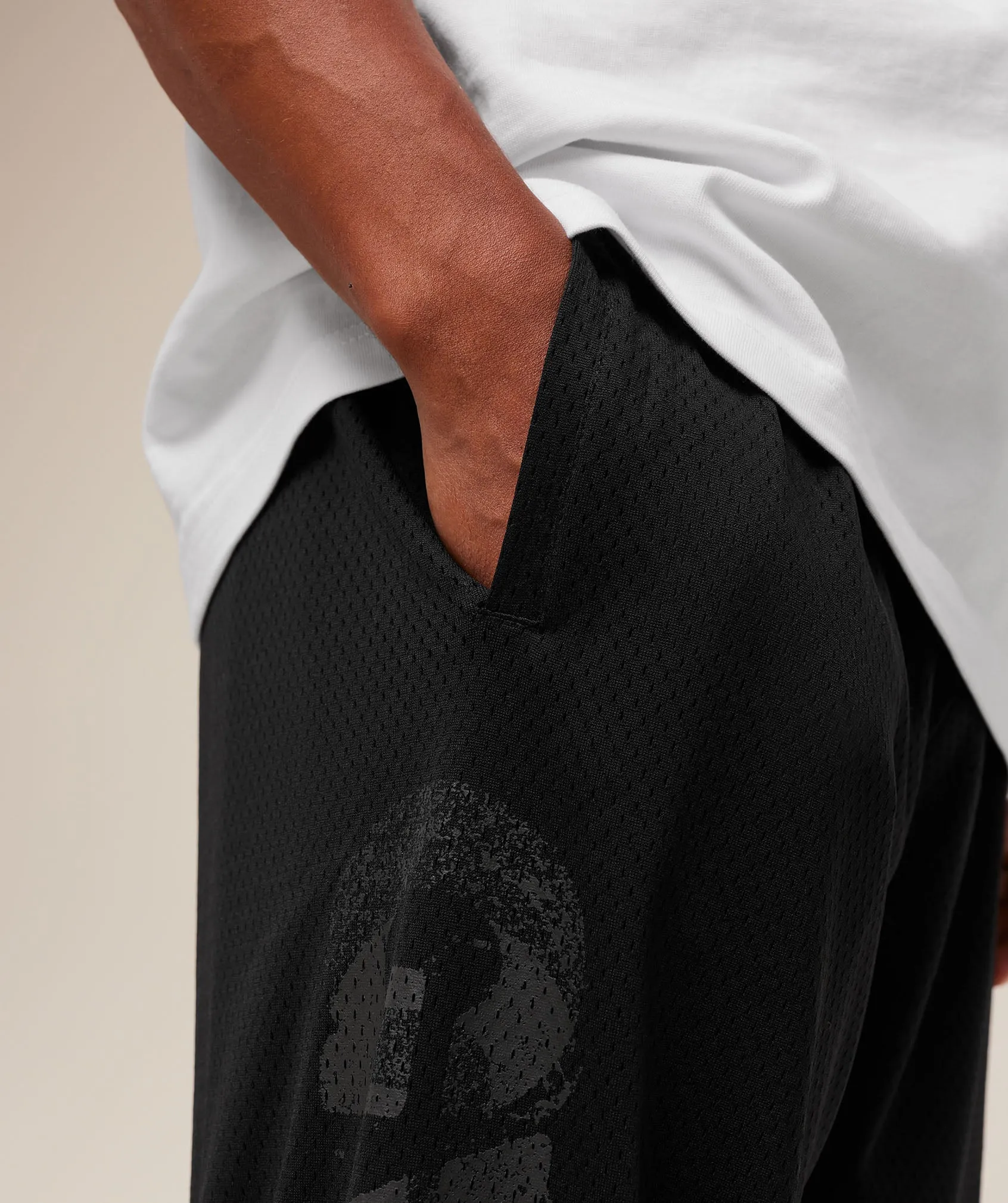 Gymshark Graphic Wordmark Mesh Wide Leg Pants - Black sold by Gymshark product image thumbnail 4