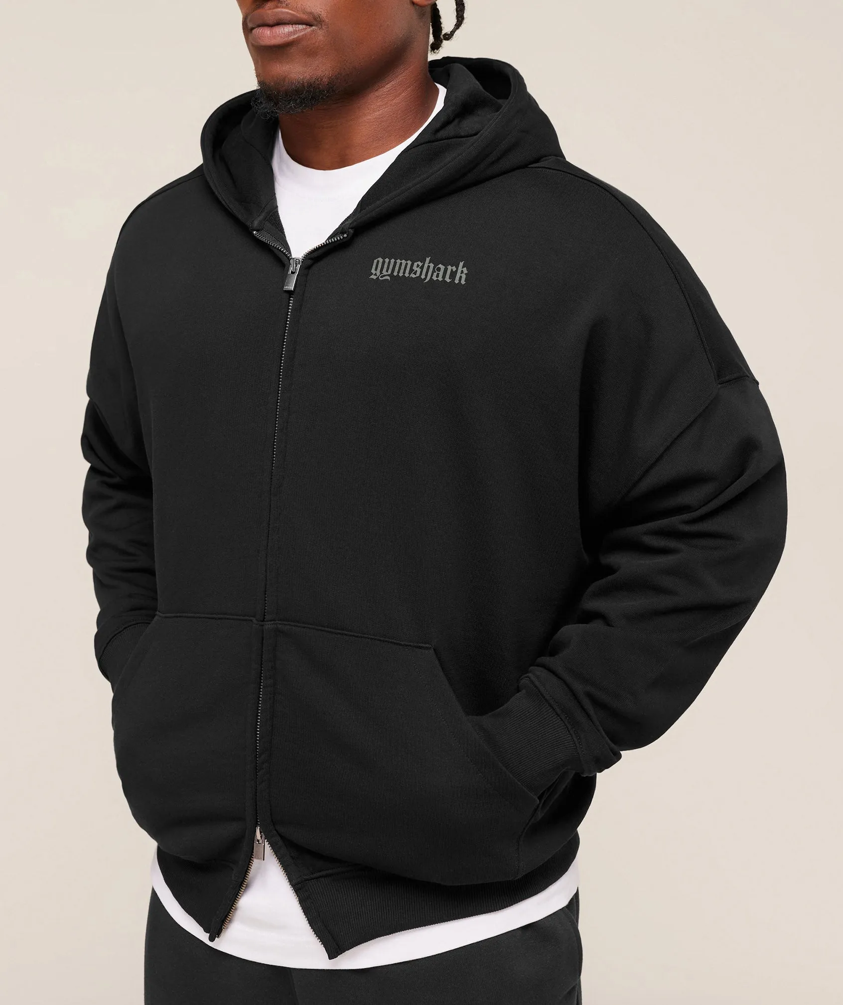 Gymshark Olde English Zip Up Hoodie - Black sold by Gymshark product image thumbnail 5