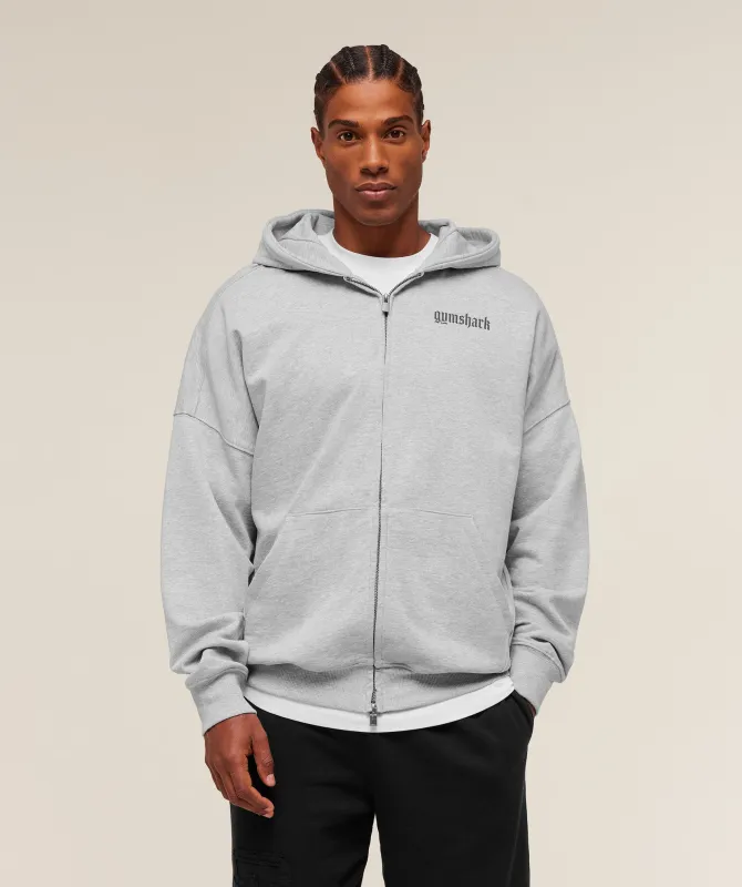 Gymshark Olde English Zip Up Hoodie - Soft Grey Marl sold by Gymshark