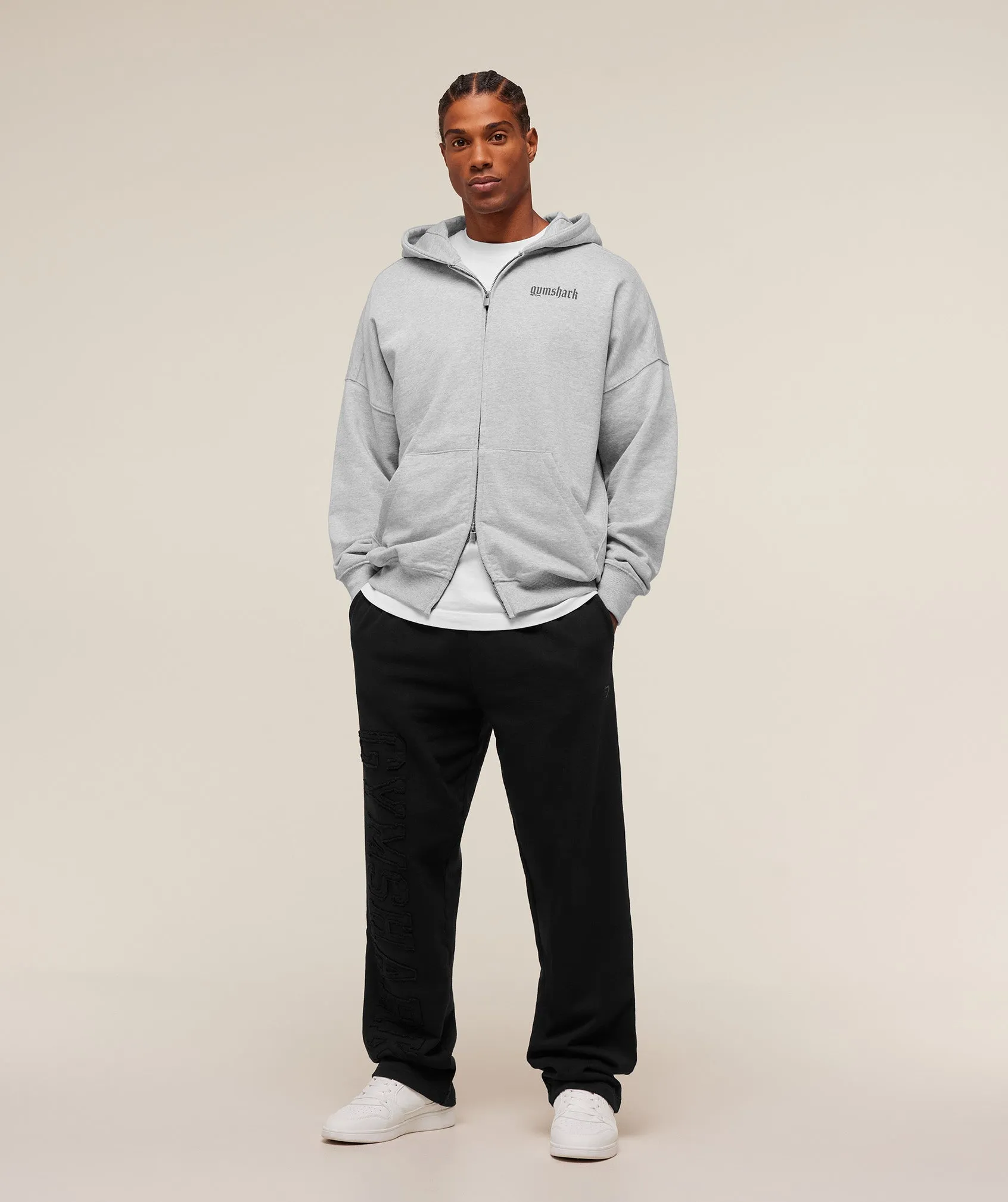 Gymshark Olde English Zip Up Hoodie - Soft Grey Marl sold by Gymshark product image thumbnail 4