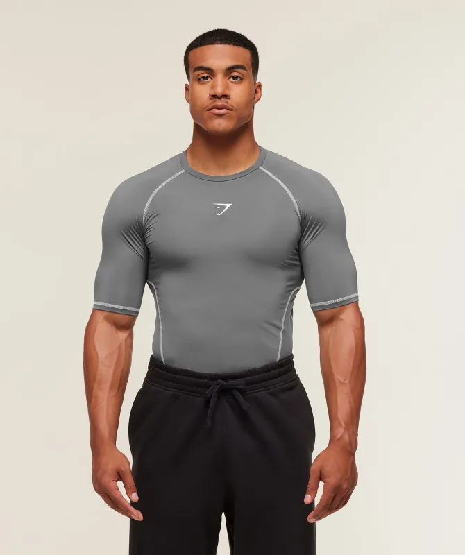 Gymshark Element Baselayer T-Shirt - Pitch Grey/White sold by Gymshark