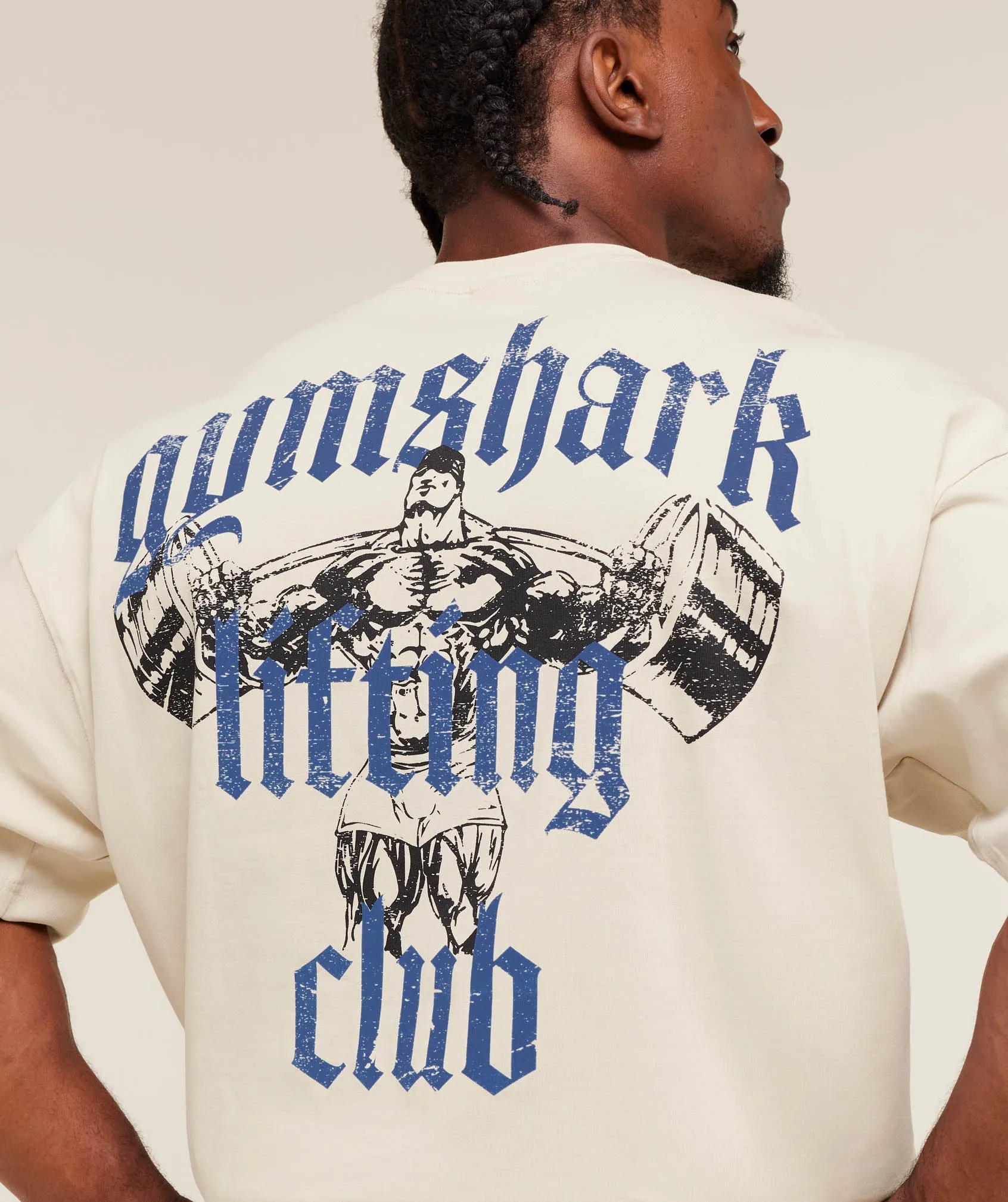 Gymshark Lifting Club T-Shirt - Oat White/Compound Blue sold by Gymshark product image thumbnail 5