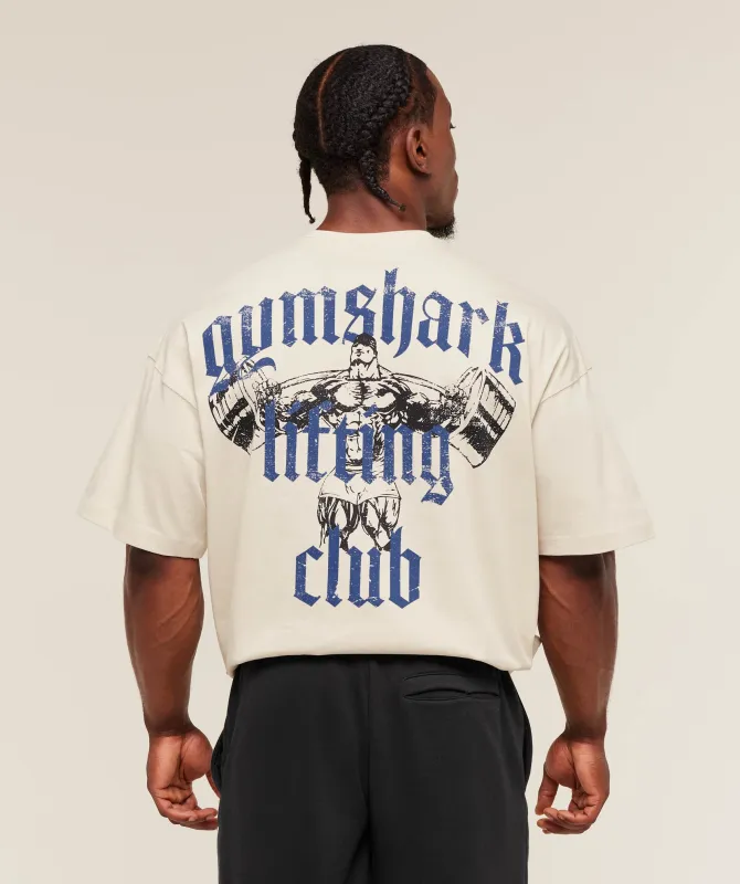 Gymshark Lifting Club T-Shirt - Oat White/Compound Blue sold by Gymshark