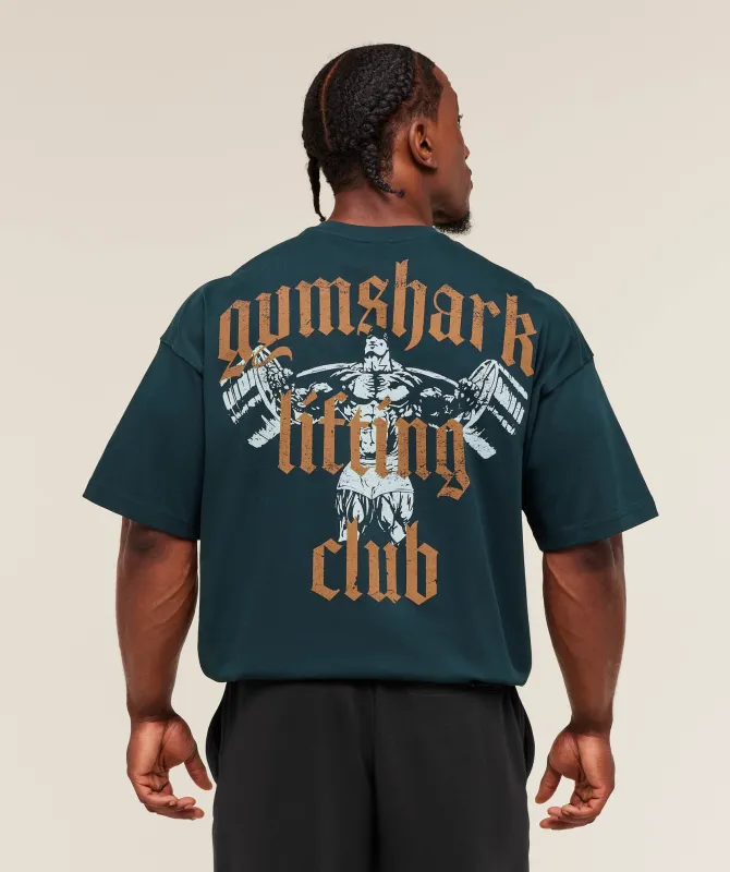 Gymshark Lifting Club T-Shirt - Deep Petrol Blue/Antique Gold sold by Gymshark
