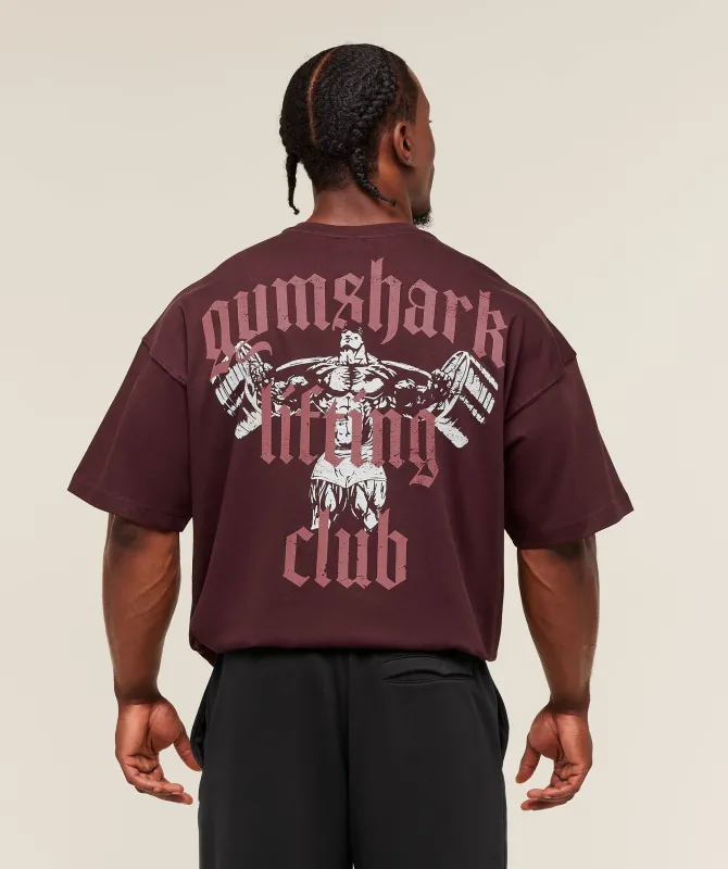 Gymshark Lifting Club T-Shirt - Rich Maroon/Reset Pink sold by Gymshark