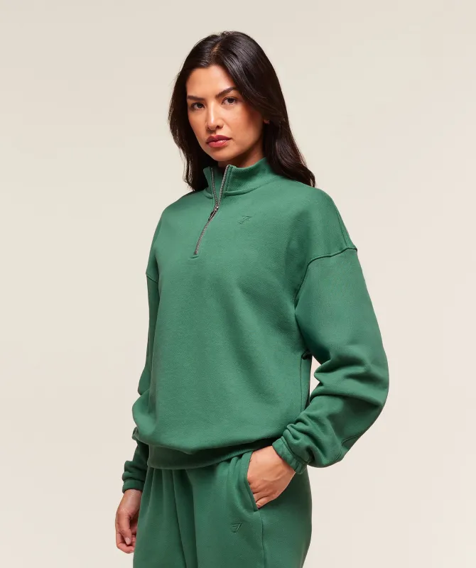 Gymshark Rest Day Sweats 2.0 1/4 Zip Pullover - Lift Green sold by Gymshark