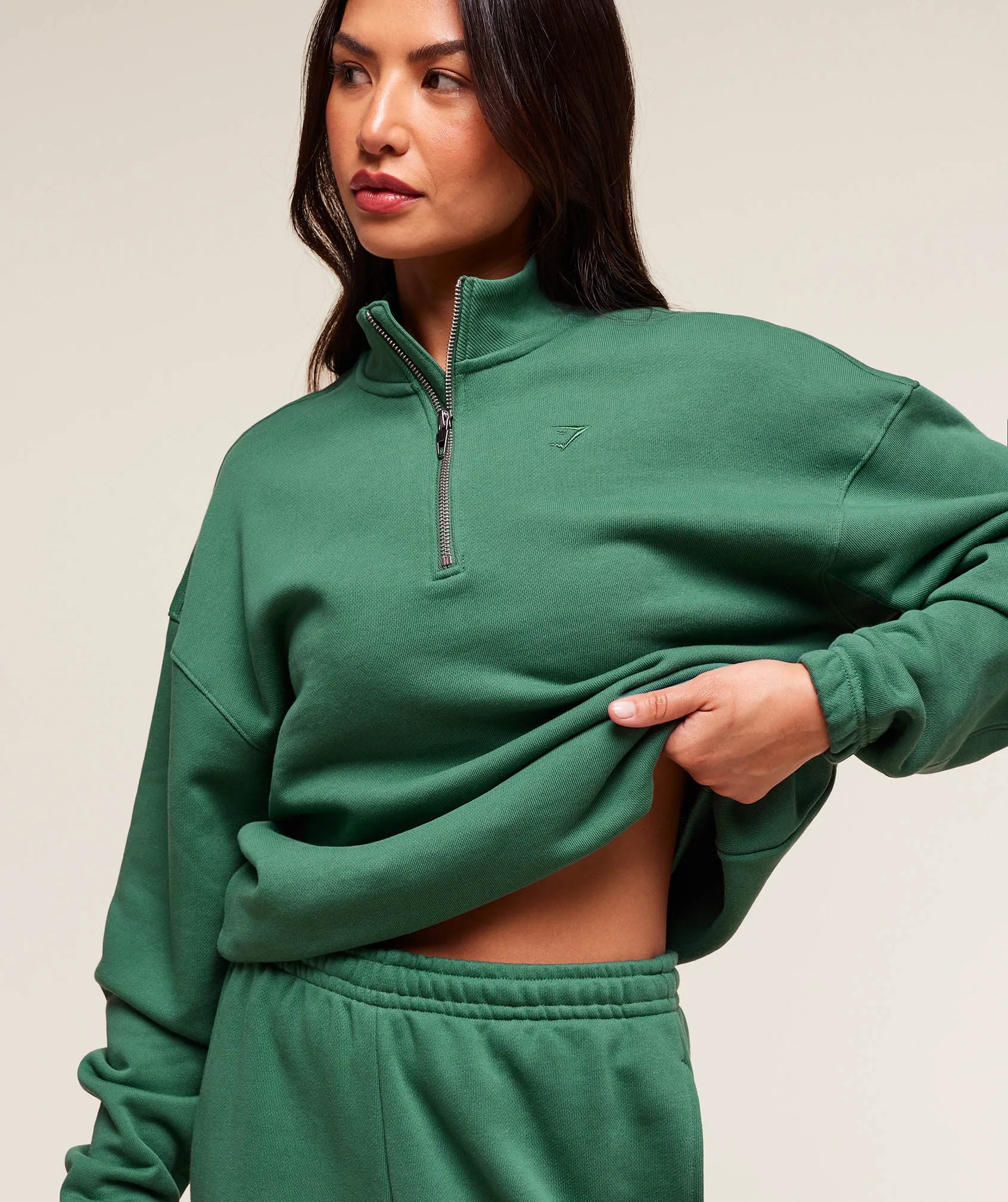 Gymshark Rest Day Sweats 2.0 1/4 Zip Pullover - Lift Green sold by Gymshark product image thumbnail 4