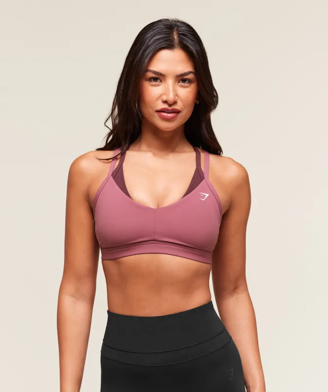 Gymshark Double Up Sports Bra - Reset Pink/Rich Maroon sold by Gymshark