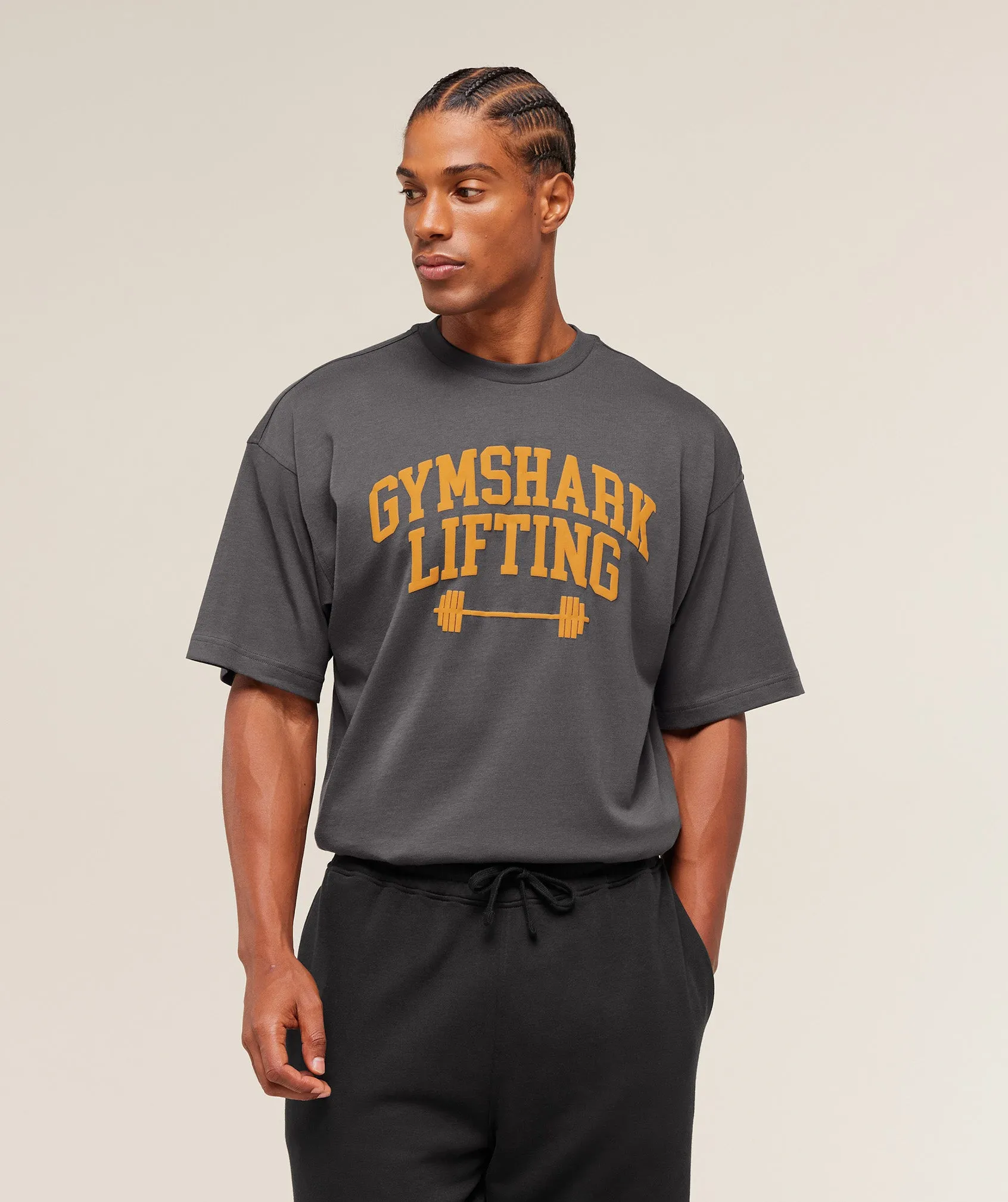 Gymshark Gymshark Lifting Barbell T-Shirt - Onyx Grey sold by Gymshark