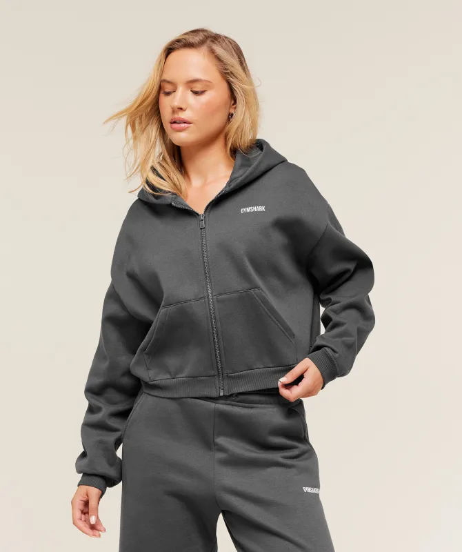 Gymshark Cosy Luxe Zip Through Hoodie - Onyx Grey sold by Gymshark