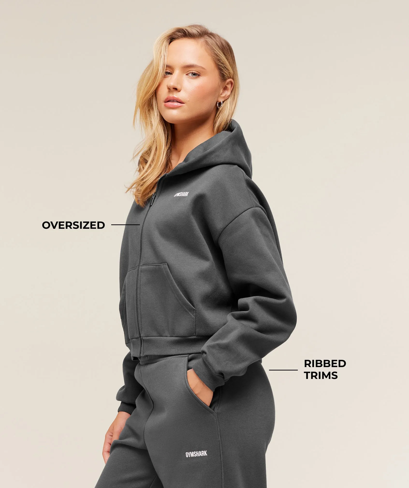 Gymshark Cosy Luxe Zip Through Hoodie - Grey sold by Gymshark product image thumbnail 2