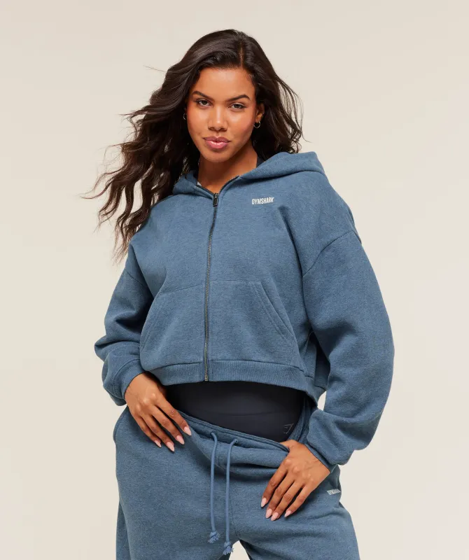 Gymshark Cosy Luxe Zip Through Hoodie - Bros Compound Blue Marl sold by Gymshark