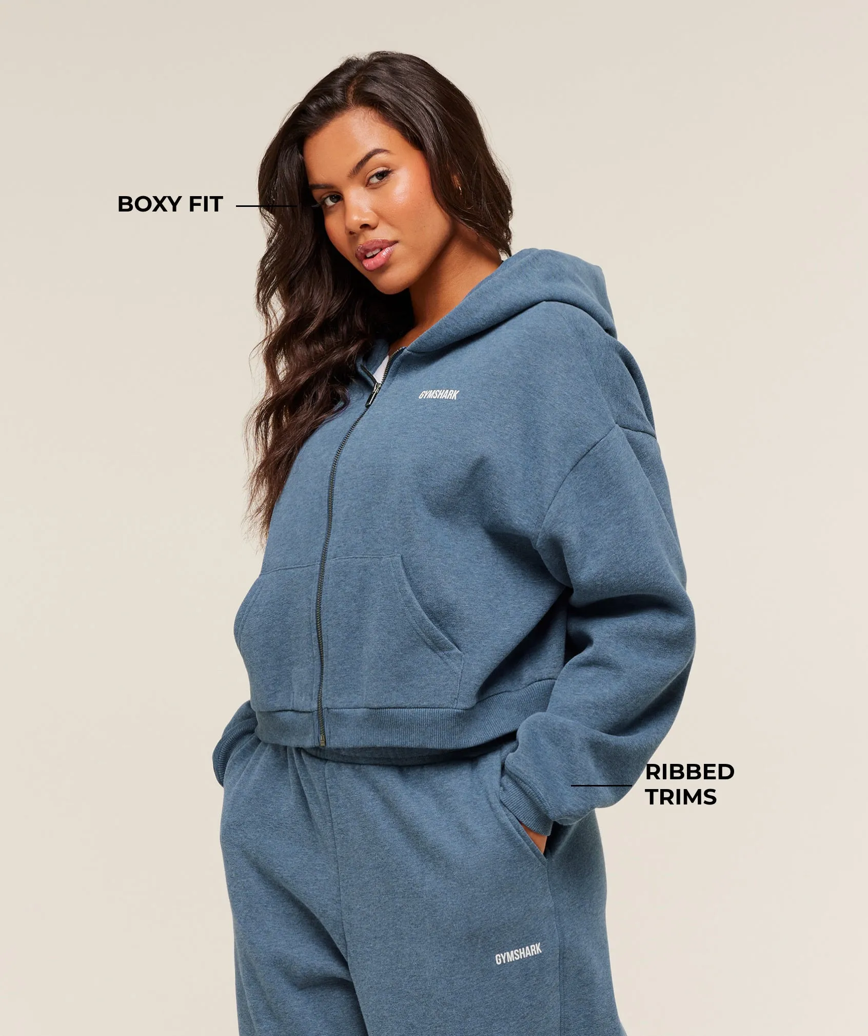 Gymshark Cosy Luxe Zip Through Hoodie - Bros Compound Blue Marl sold by Gymshark product image thumbnail 2
