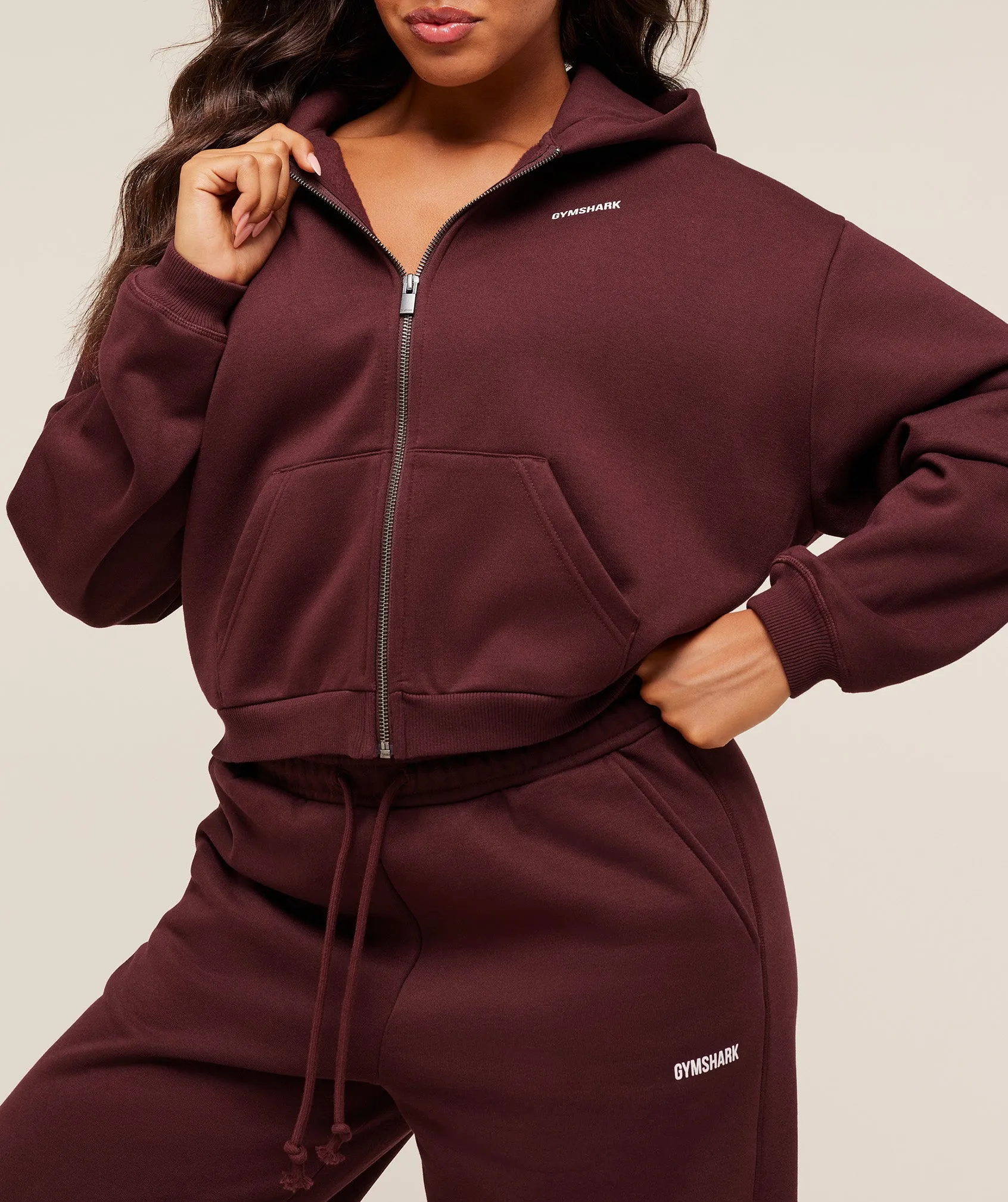 Gymshark Cosy Luxe Zip Through Hoodie - Rich Maroon sold by Gymshark product image thumbnail 4