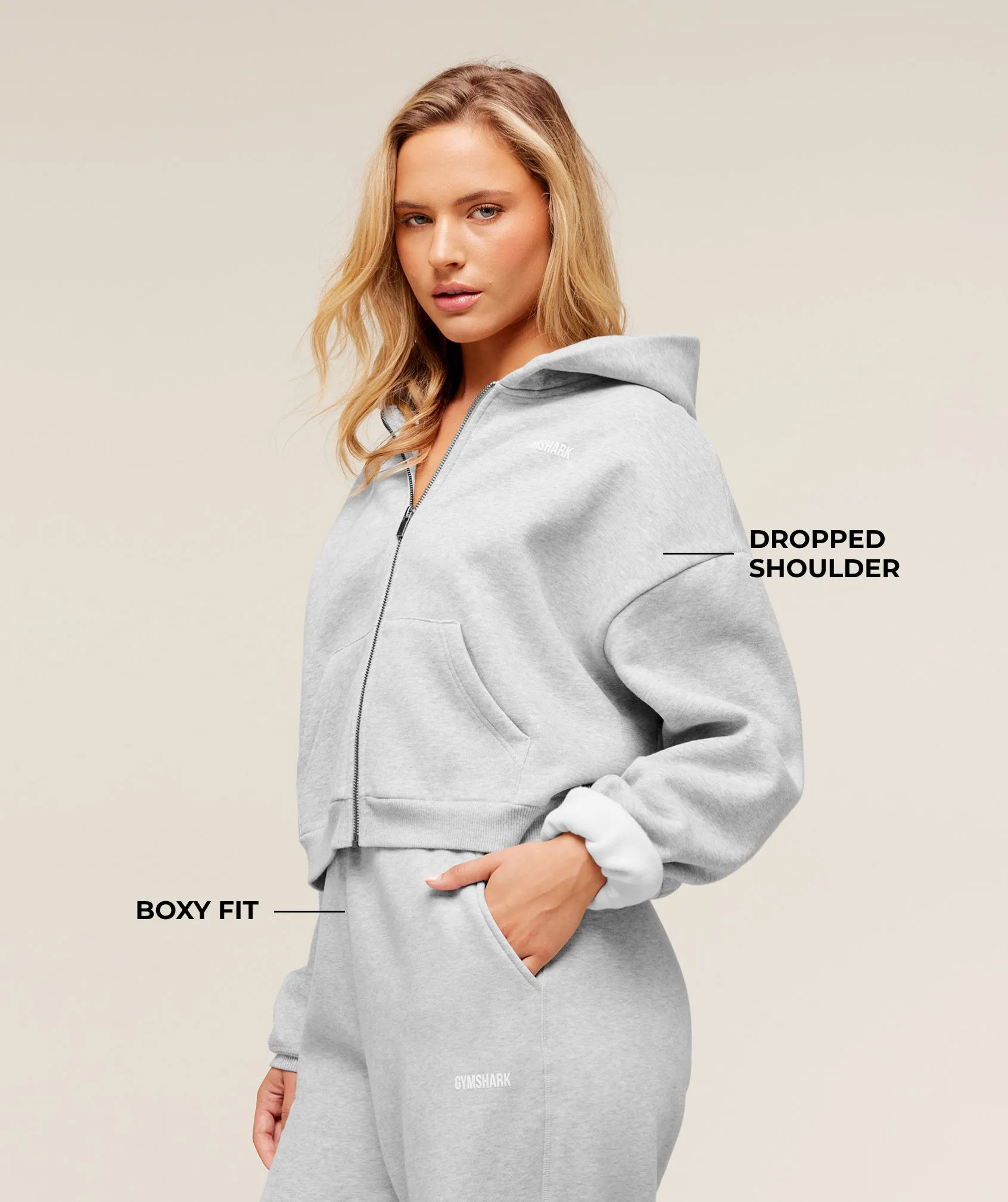 Gymshark Cosy Luxe Zip Through Hoodie - Soft Grey Marl sold by Gymshark product image thumbnail 2