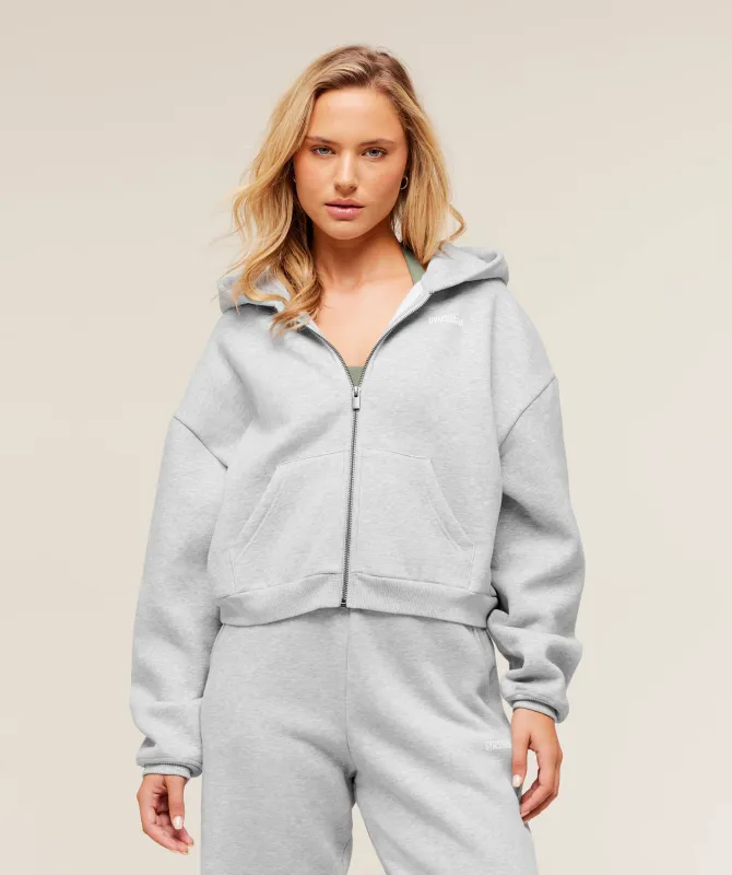 Gymshark Cosy Luxe Zip Through Hoodie - Bros Soft Grey Marl sold by Gymshark
