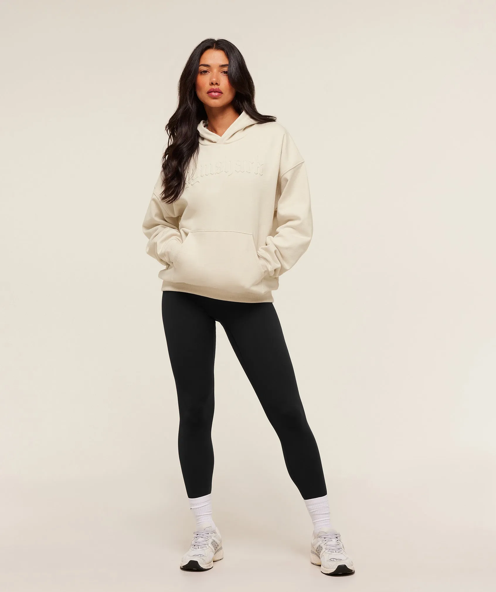 Gymshark Embossed Graphic Oversized Hoodie - Oat White sold by Gymshark product image thumbnail 4