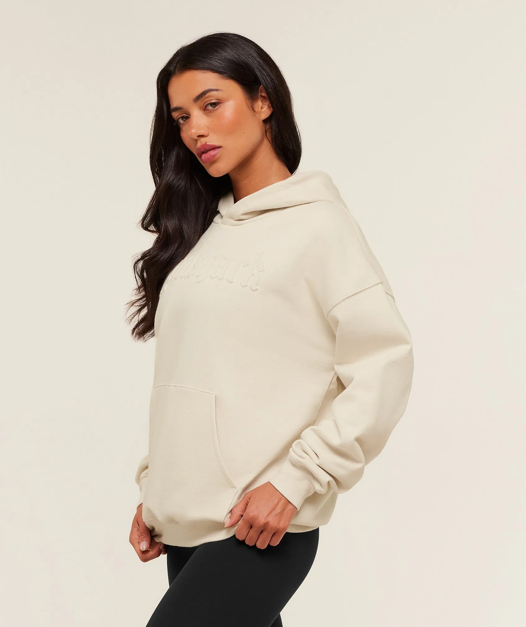 Gymshark Embossed Graphic Oversized Hoodie - Oat White sold by Gymshark product image thumbnail 3