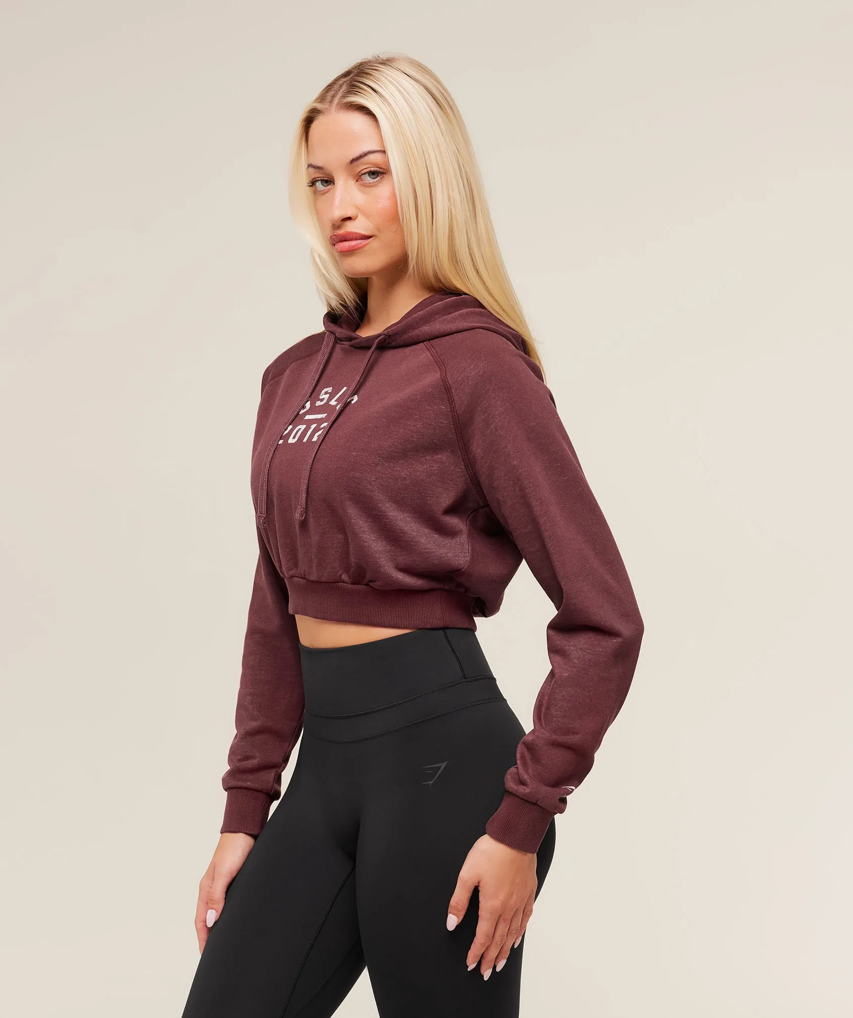 Gymshark Gymshark Lifting Club 2012 Graphic Cropped Hoodie - Rich Maroon/Wash sold by Gymshark product image thumbnail 3