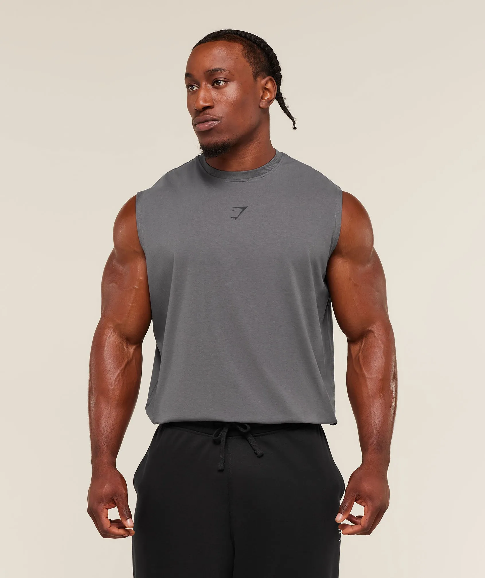 Gymshark Power Cut Off Tank - Dark Grey sold by Gymshark