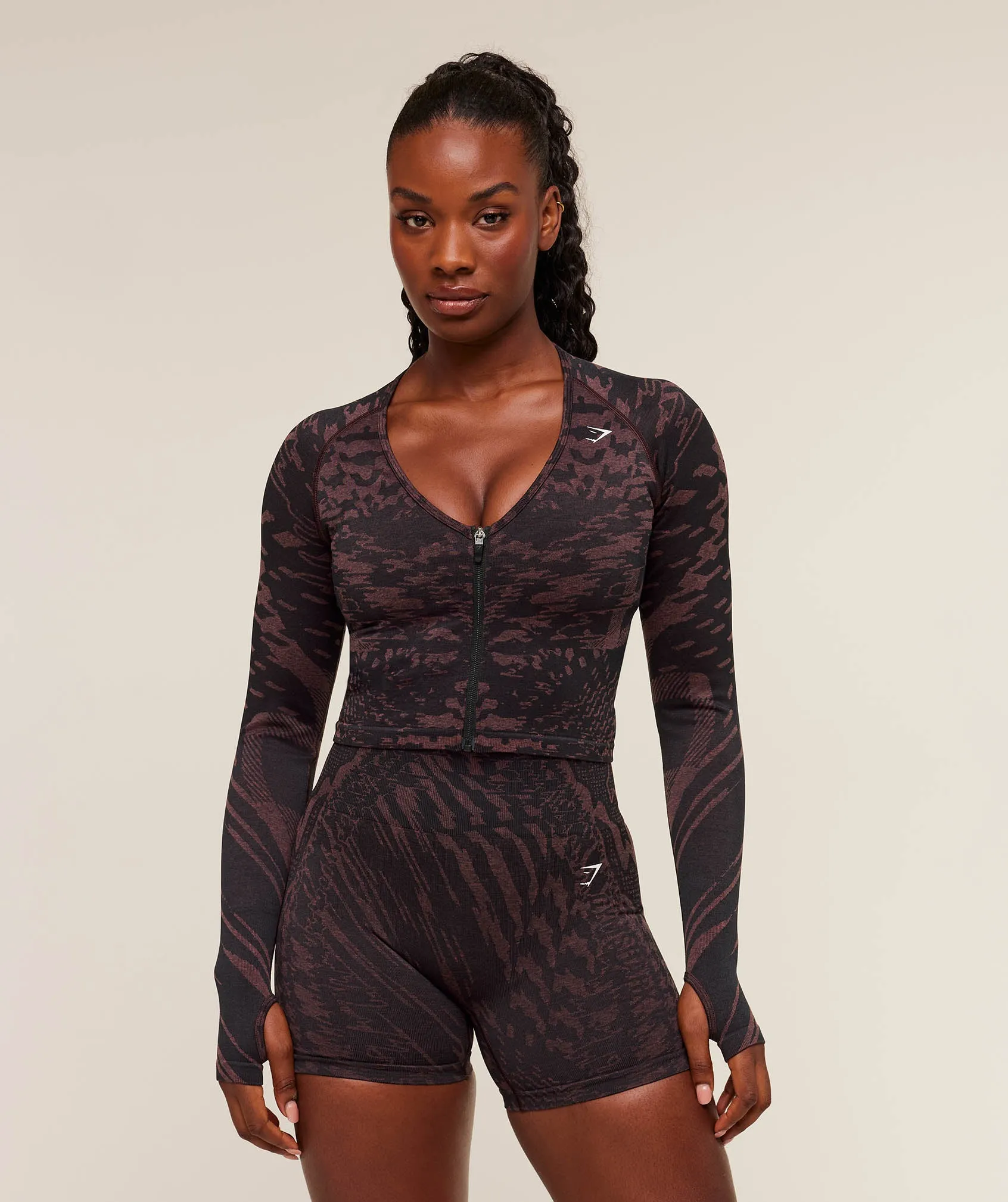 Gymshark Adapt Houndstooth Jacket - Black/Reset Pink sold by Gymshark