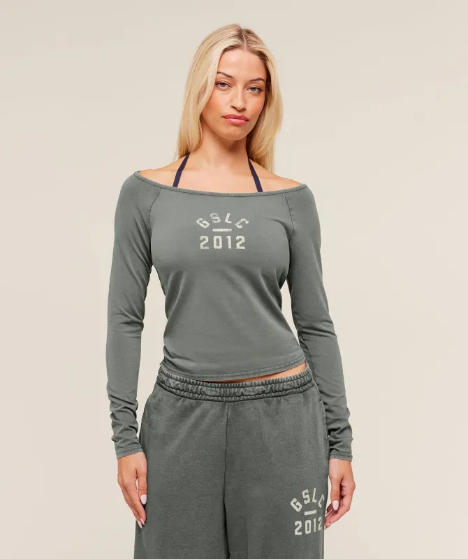 Gymshark Gymshark Lifting Club 2012 Graphic Long Sleeve Top - Slate Teal/Wash sold by Gymshark