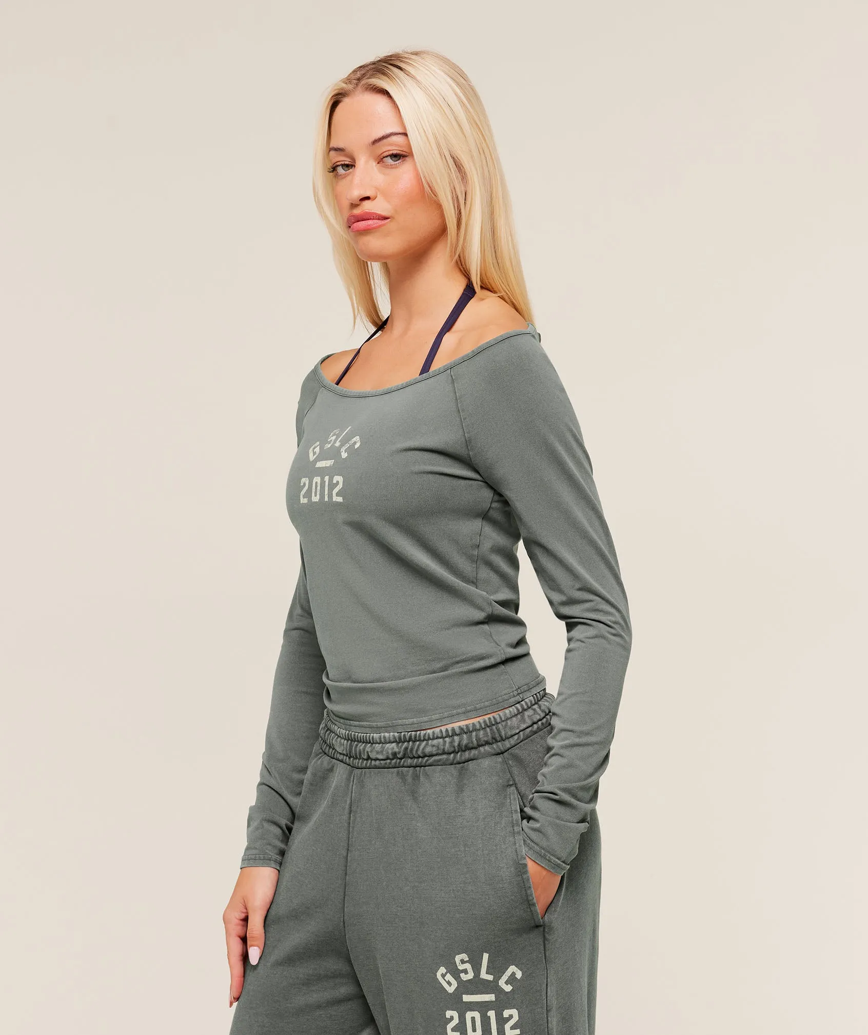 Gymshark Gymshark Lifting Club 2012 Graphic Long Sleeve Top - Slate Teal/Wash sold by Gymshark product image thumbnail 3