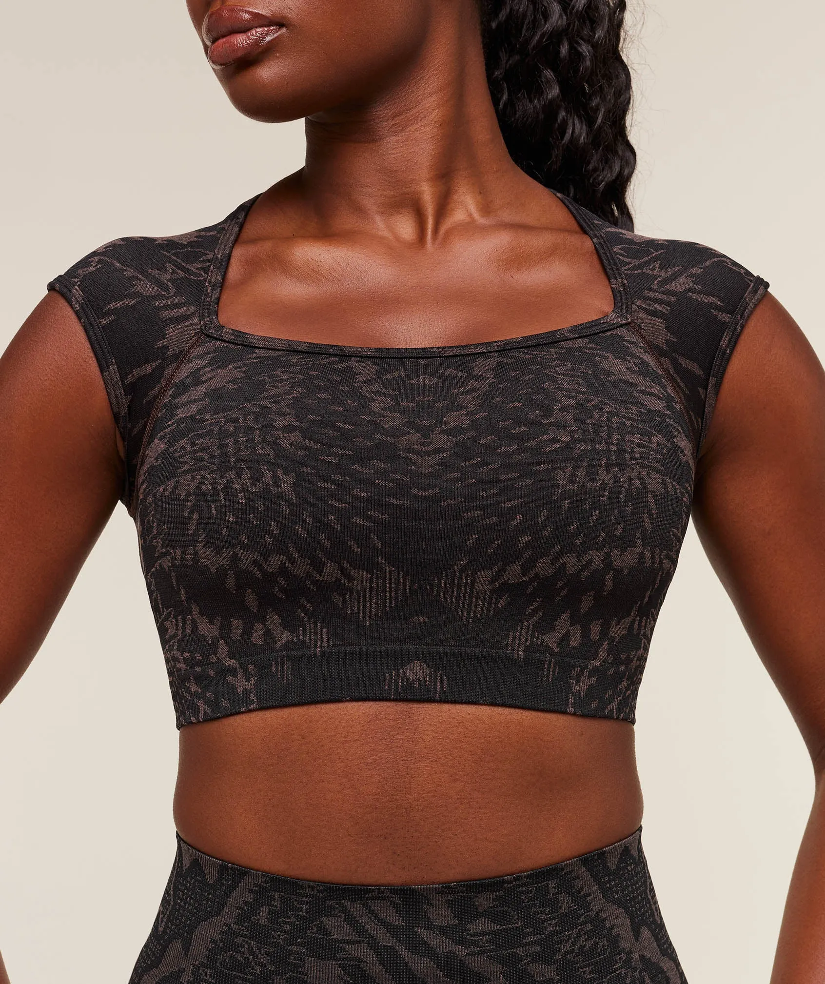 Gymshark Adapt Houndstooth Midi Top - Black/Chestnut Pink sold by Gymshark product image thumbnail 5