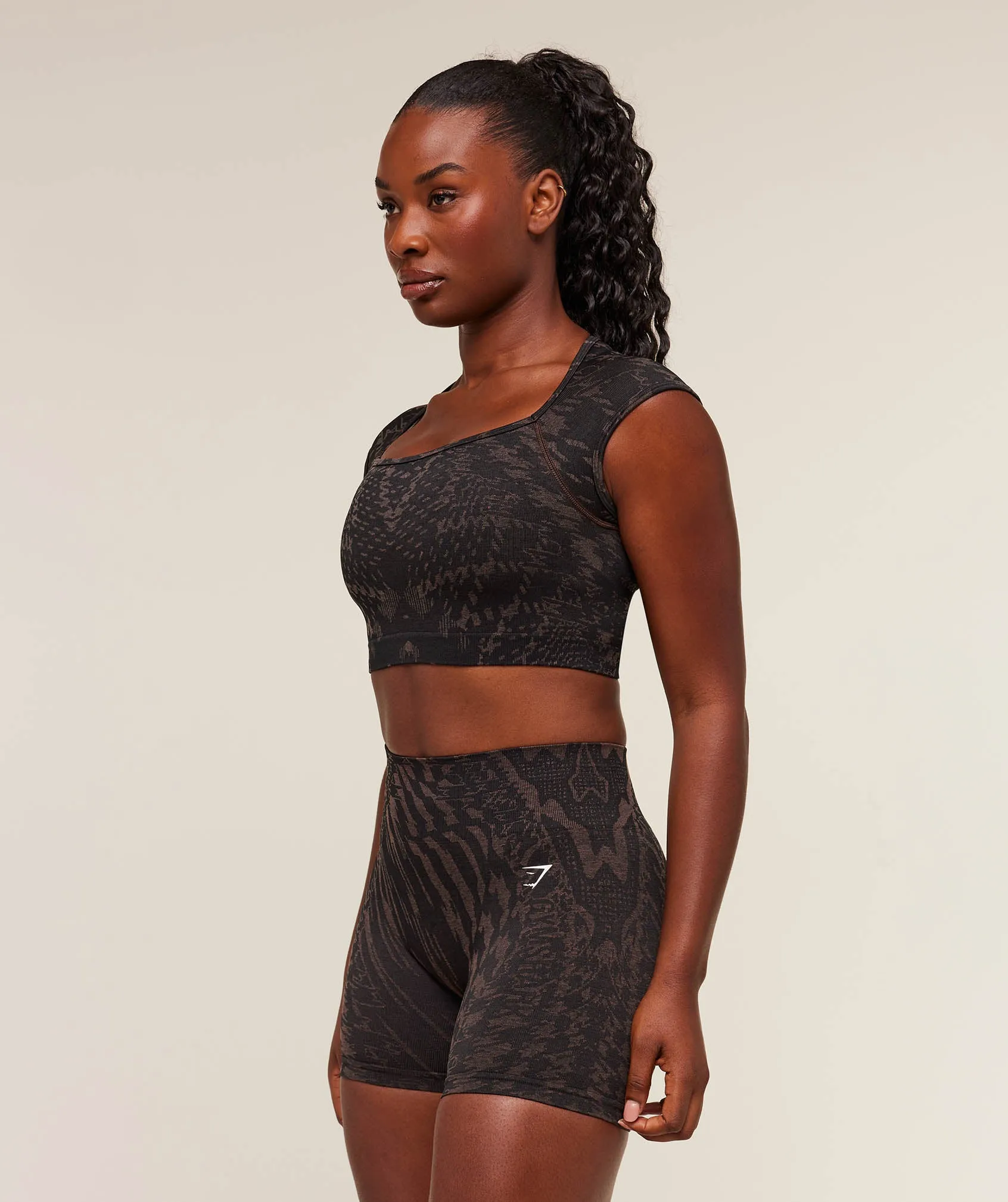 Gymshark Adapt Houndstooth Midi Top - Black/Chestnut Pink sold by Gymshark product image thumbnail 3