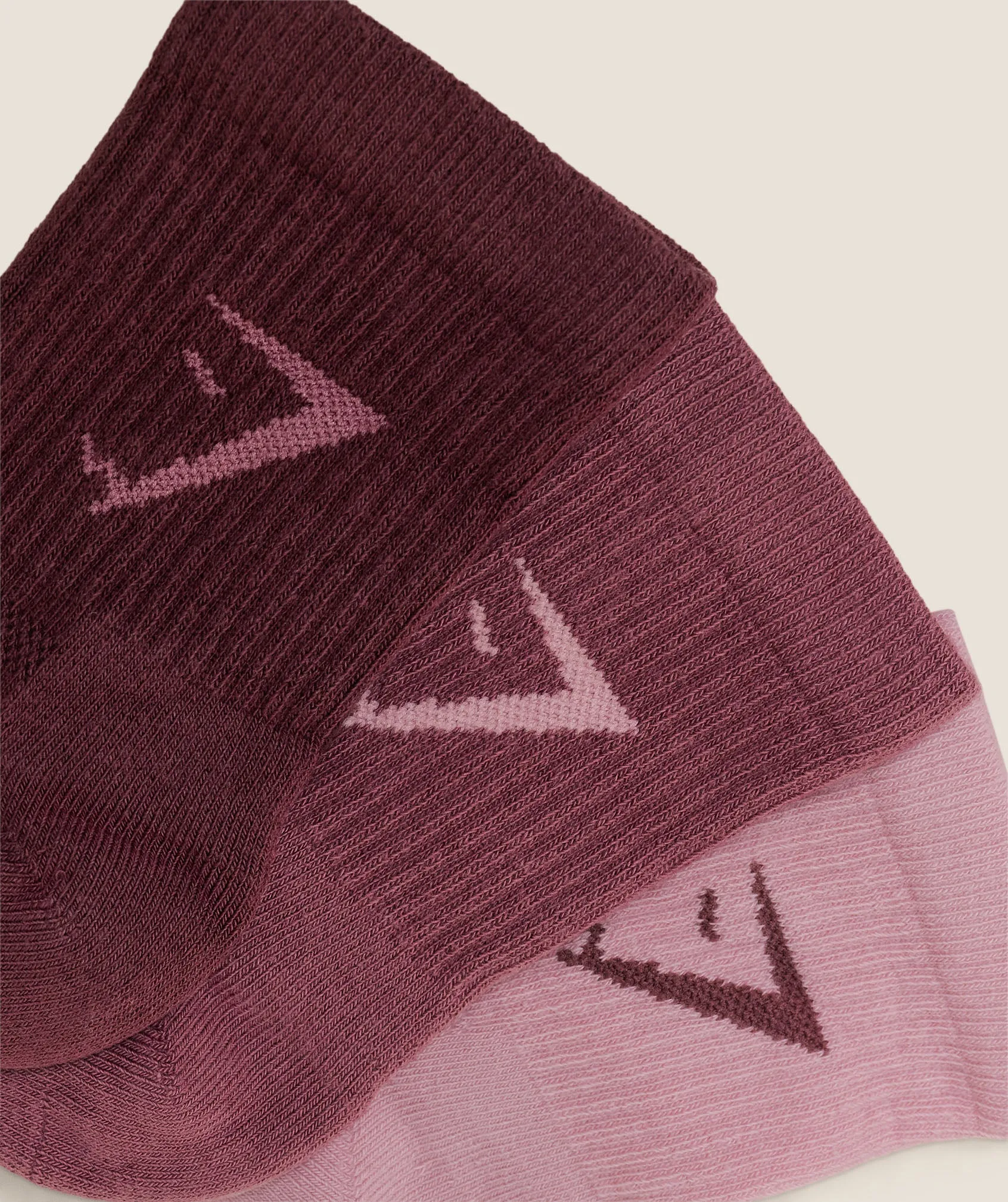 Gymshark Midi 3pk Socks - Cloud Pink/Reset Pink/Rich Maroon sold by Gymshark product image thumbnail 2