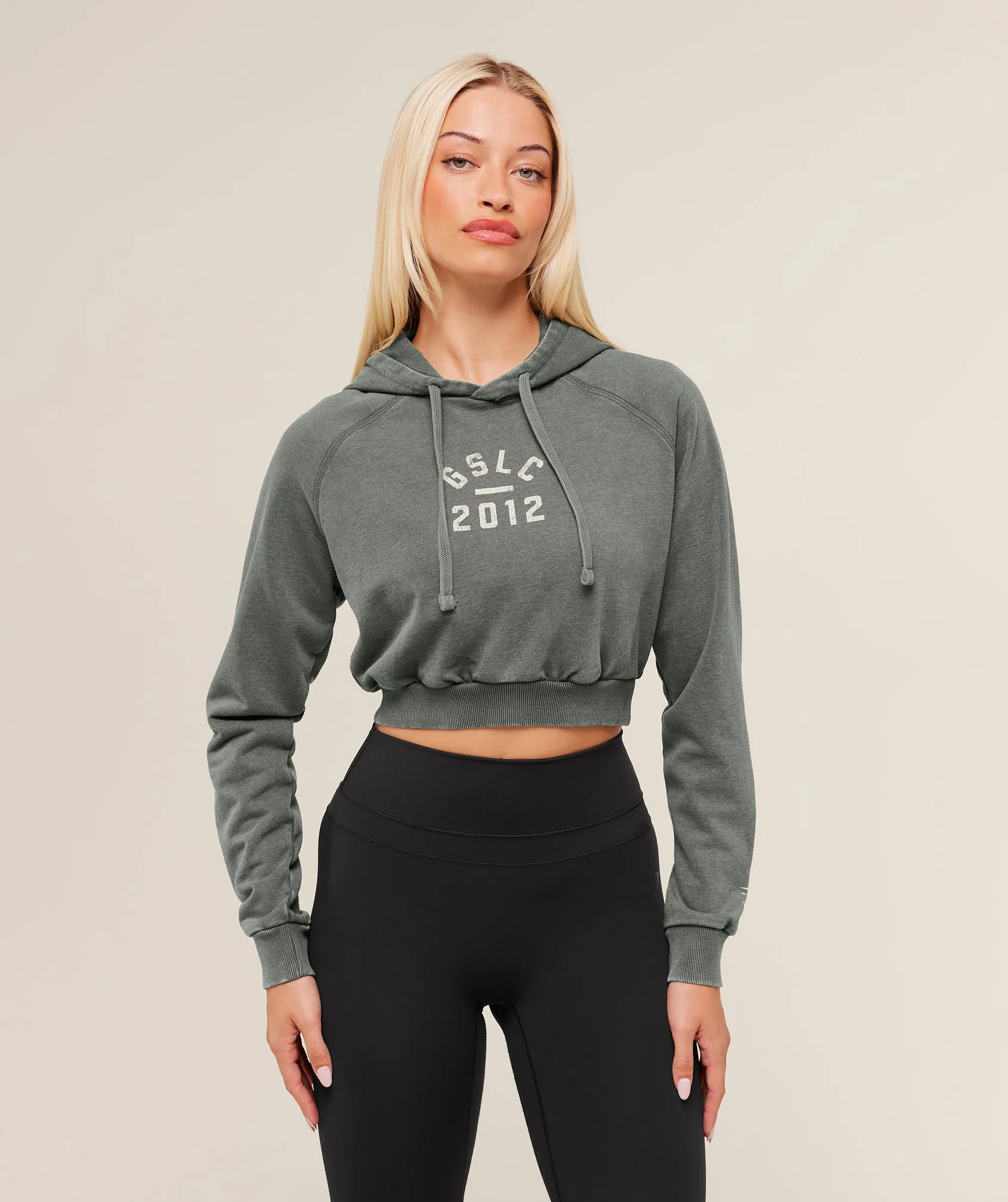 Gymshark Gymshark Lifting Club 2012 Graphic Cropped Hoodie - Slate Teal/Wash sold by Gymshark