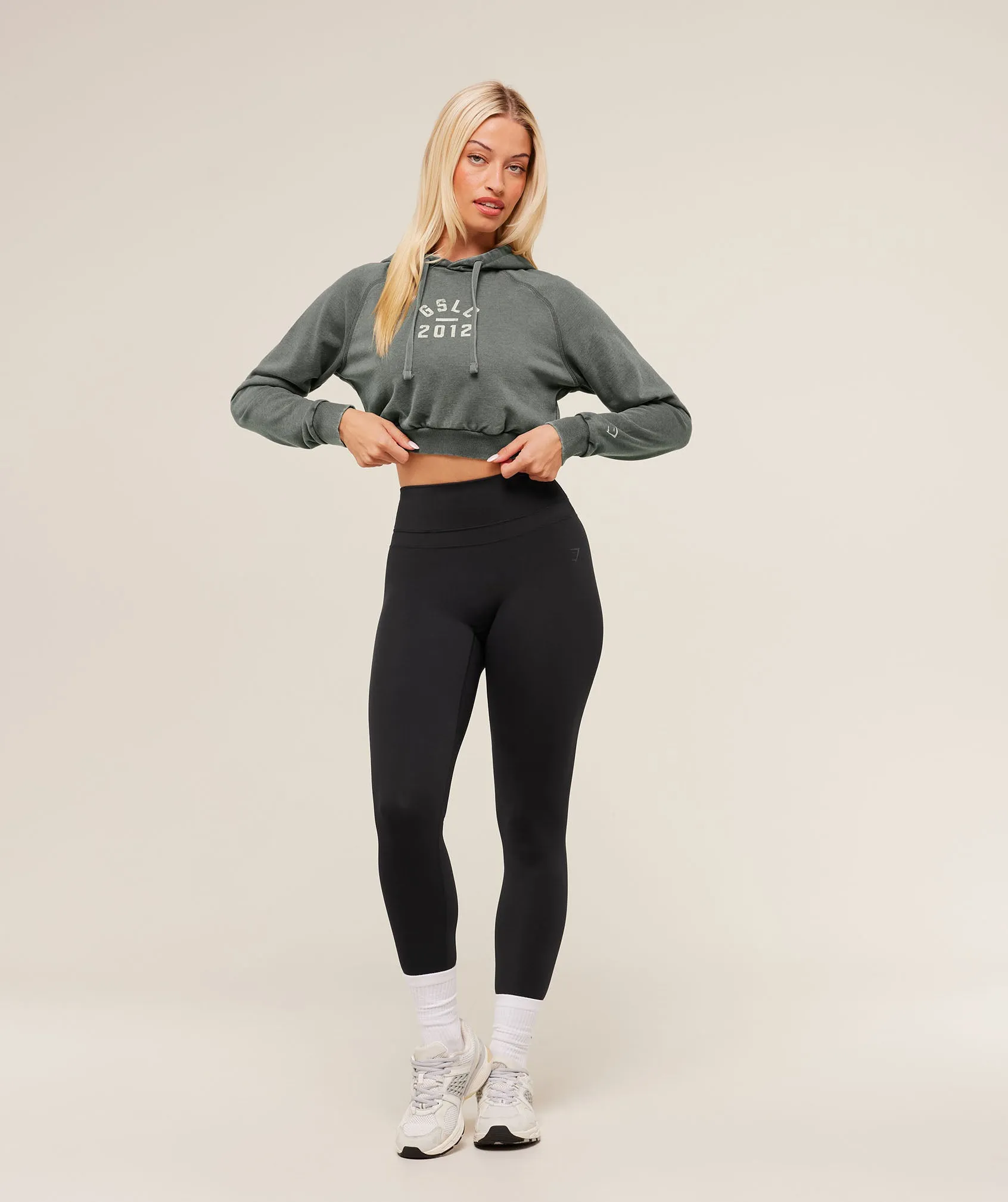 Gymshark Gymshark Lifting Club 2012 Graphic Cropped Hoodie - Slate Teal/Wash sold by Gymshark product image thumbnail 4