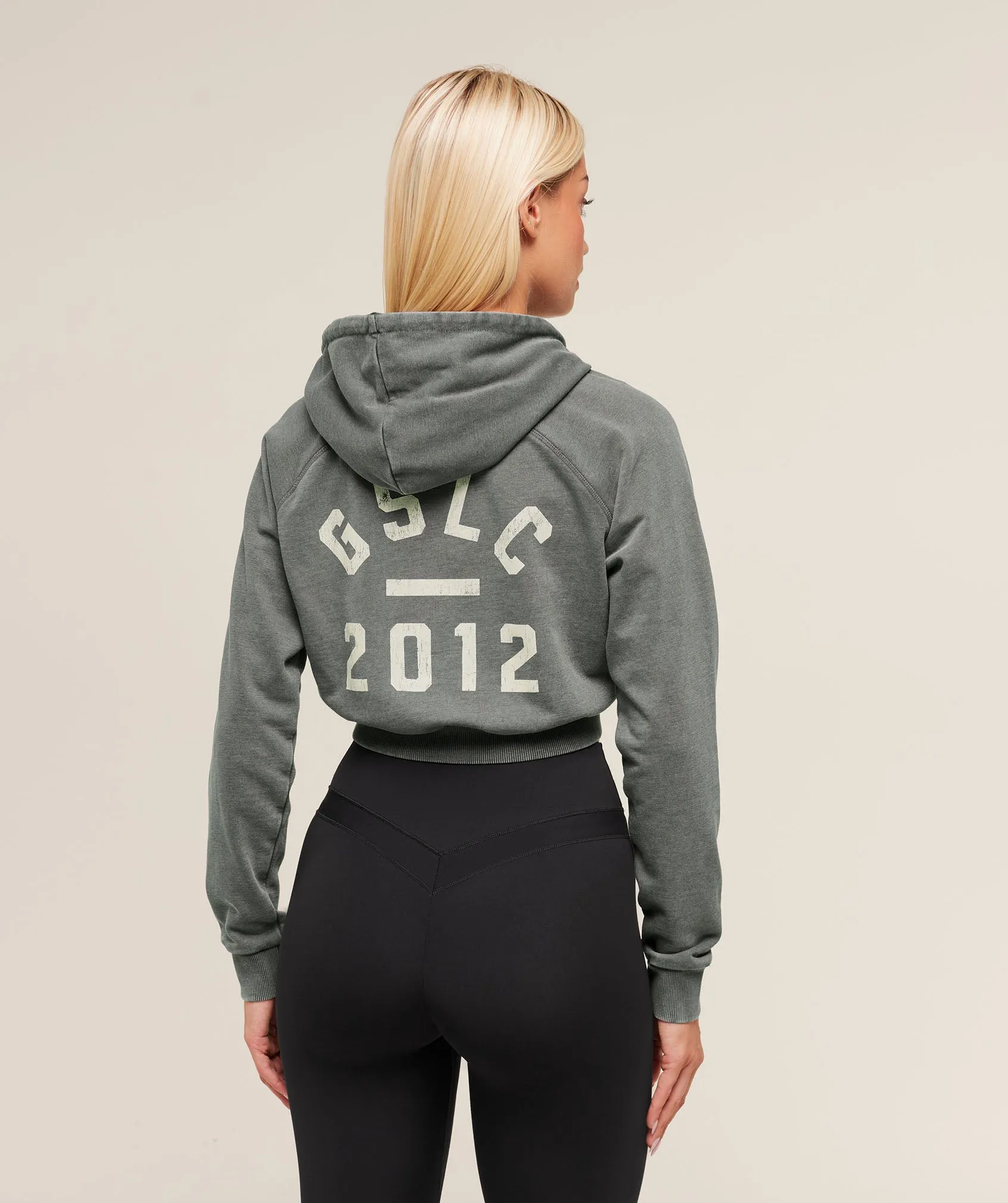 Gymshark Gymshark Lifting Club 2012 Graphic Cropped Hoodie - Slate Teal/Wash sold by Gymshark product image thumbnail 2