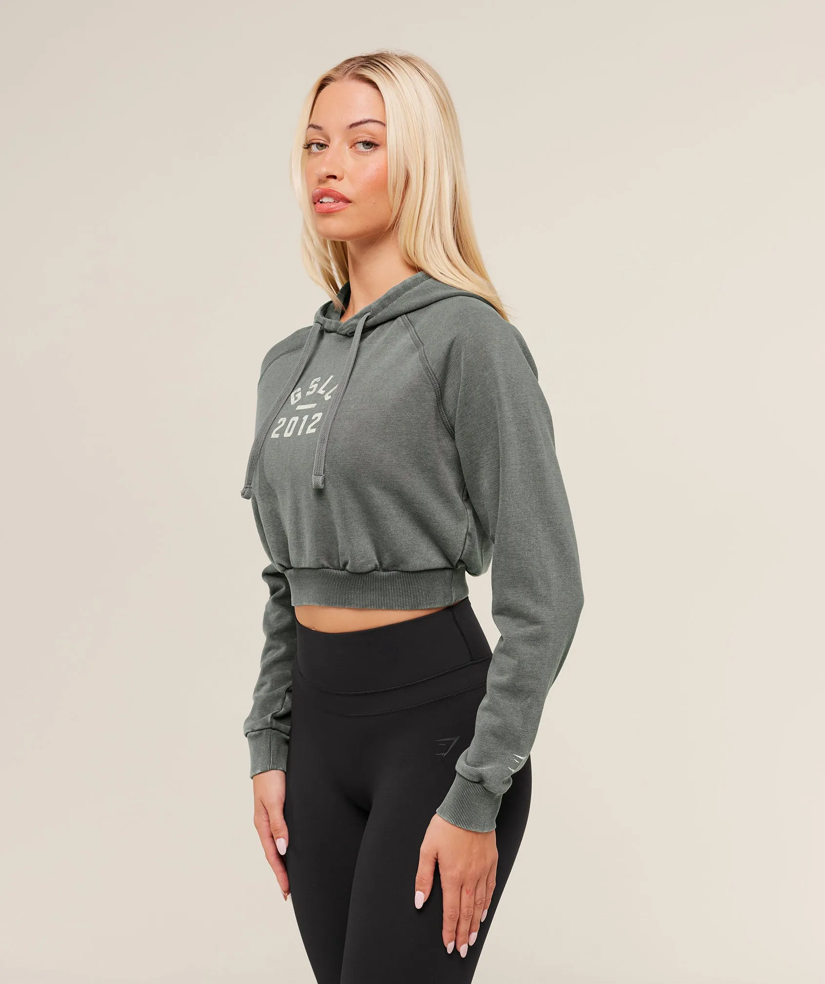 Gymshark Gymshark Lifting Club 2012 Graphic Cropped Hoodie - Slate Teal/Wash sold by Gymshark product image thumbnail 3