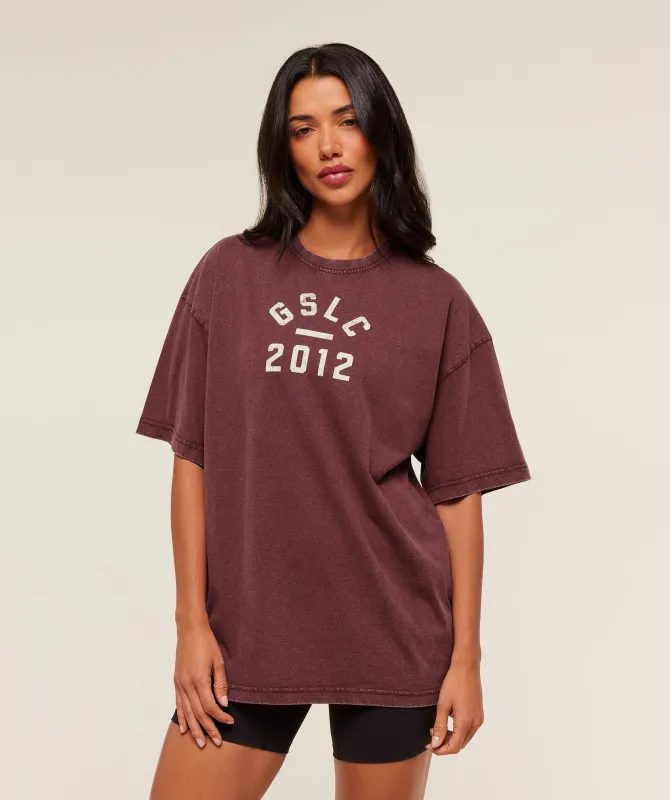 Gymshark Gymshark Lifting Club 2012 Graphic Short Sleeve T-Shirt - Rich Maroon/Wash sold by Gymshark