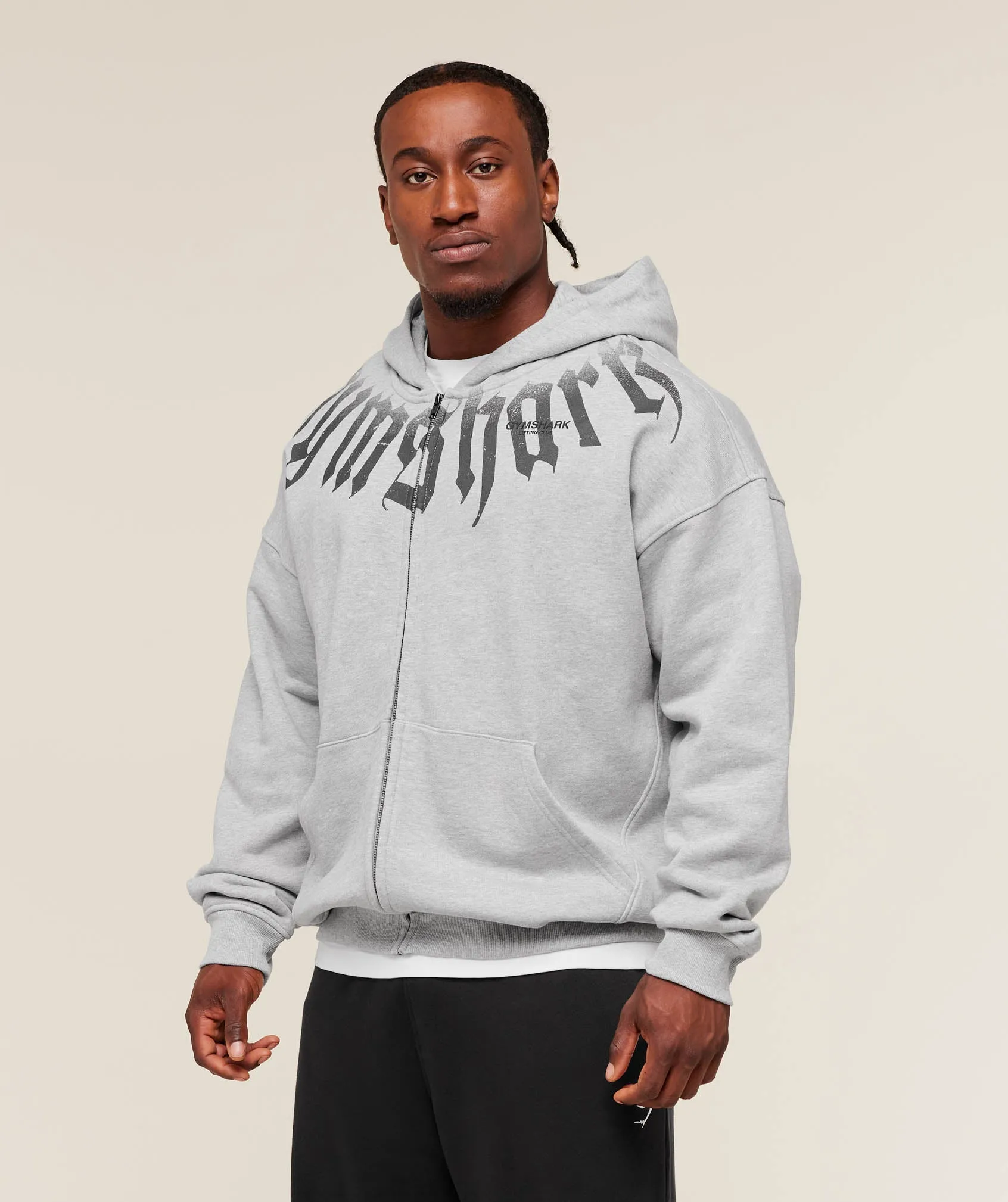 Gymshark Fade Graphic Zip Up Hoodie - Light Grey Core Marl sold by Gymshark product image thumbnail 3