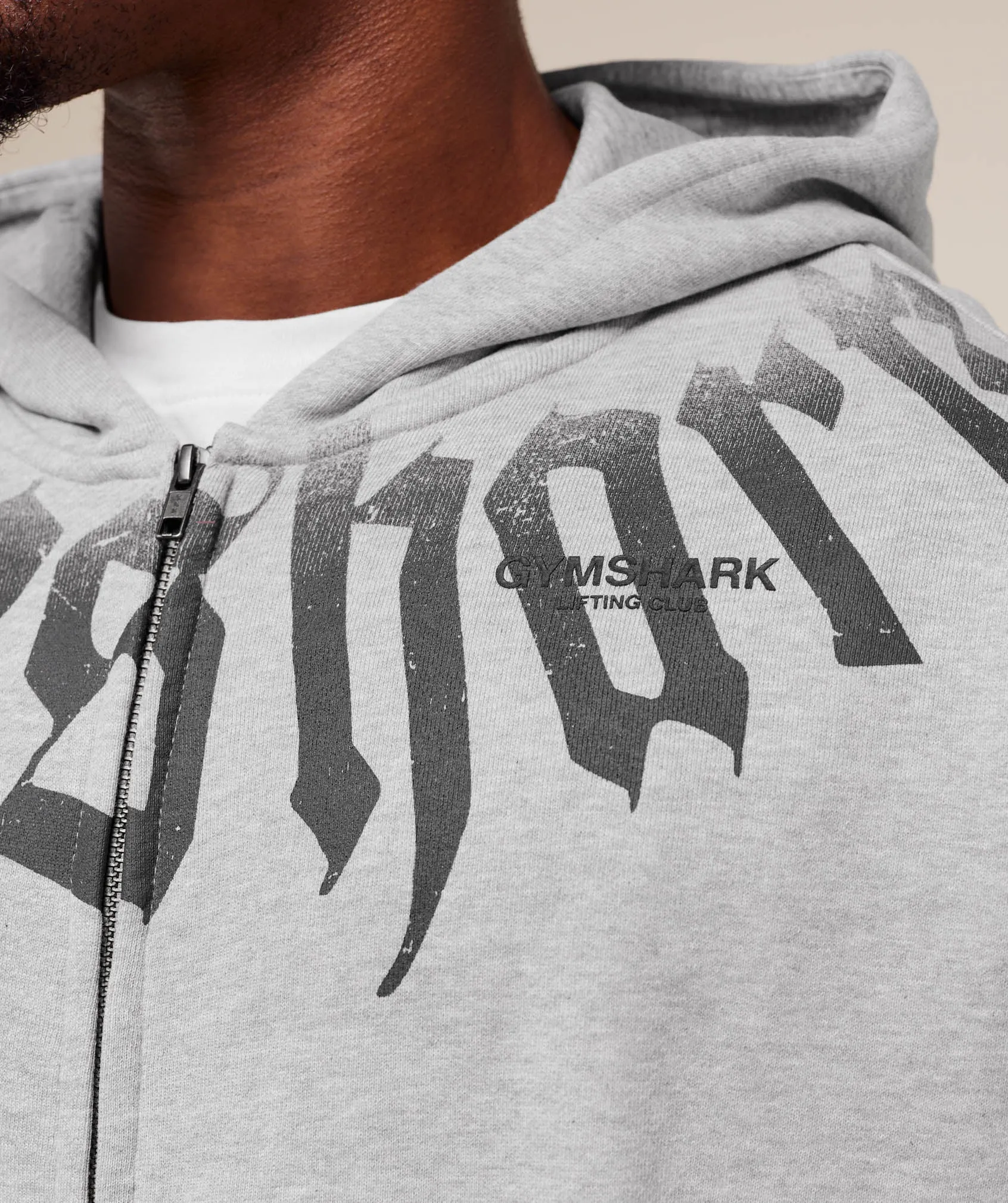Gymshark Fade Graphic Zip Up Hoodie - Light Grey Core Marl sold by Gymshark product image thumbnail 5