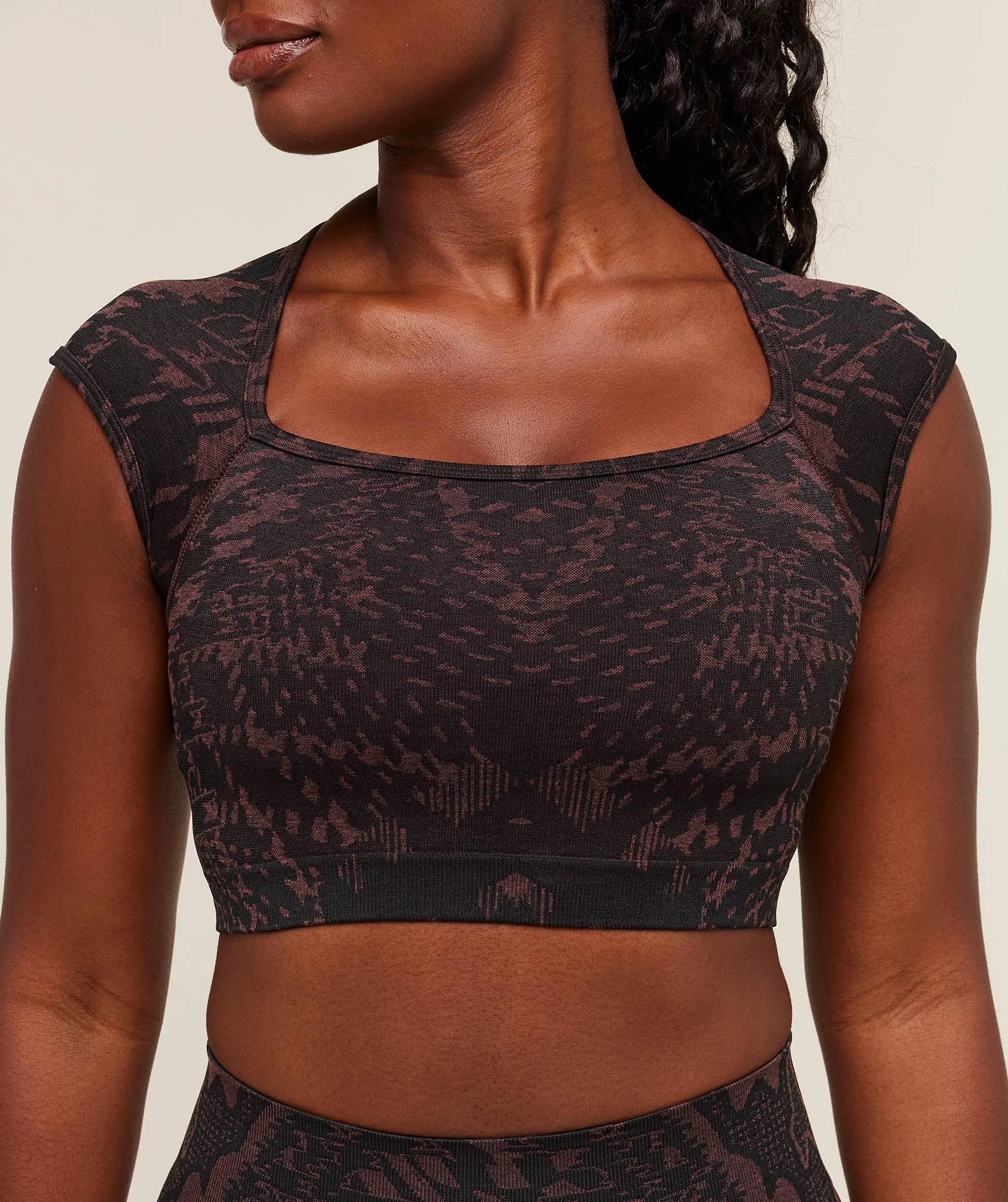 Gymshark Adapt Houndstooth Midi Top - Black/Reset Pink sold by Gymshark product image thumbnail 5