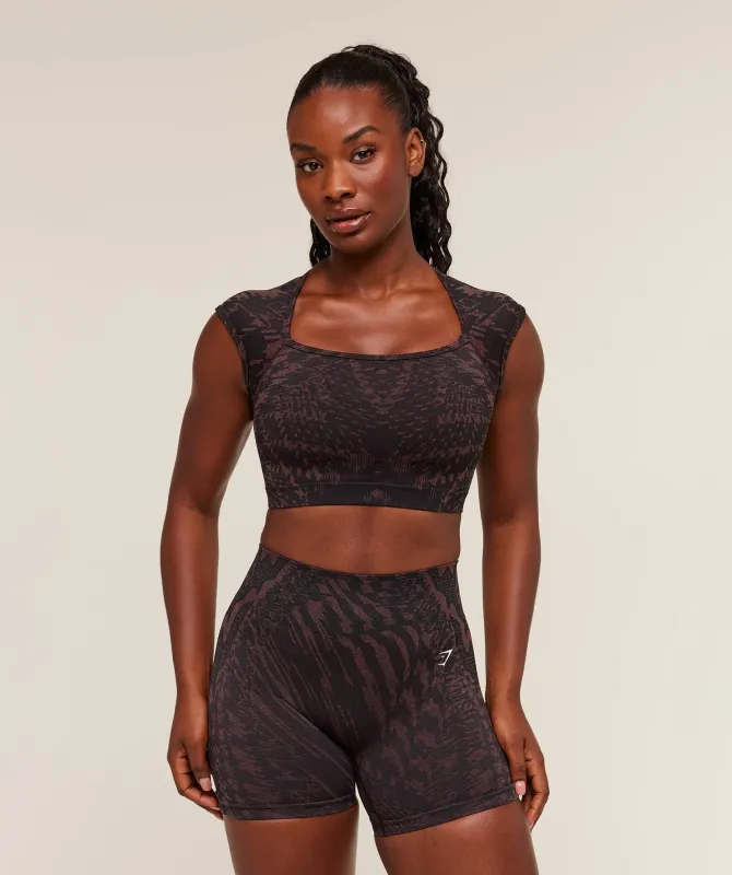 Gymshark Adapt Houndstooth Midi Top - Black/Reset Pink sold by Gymshark