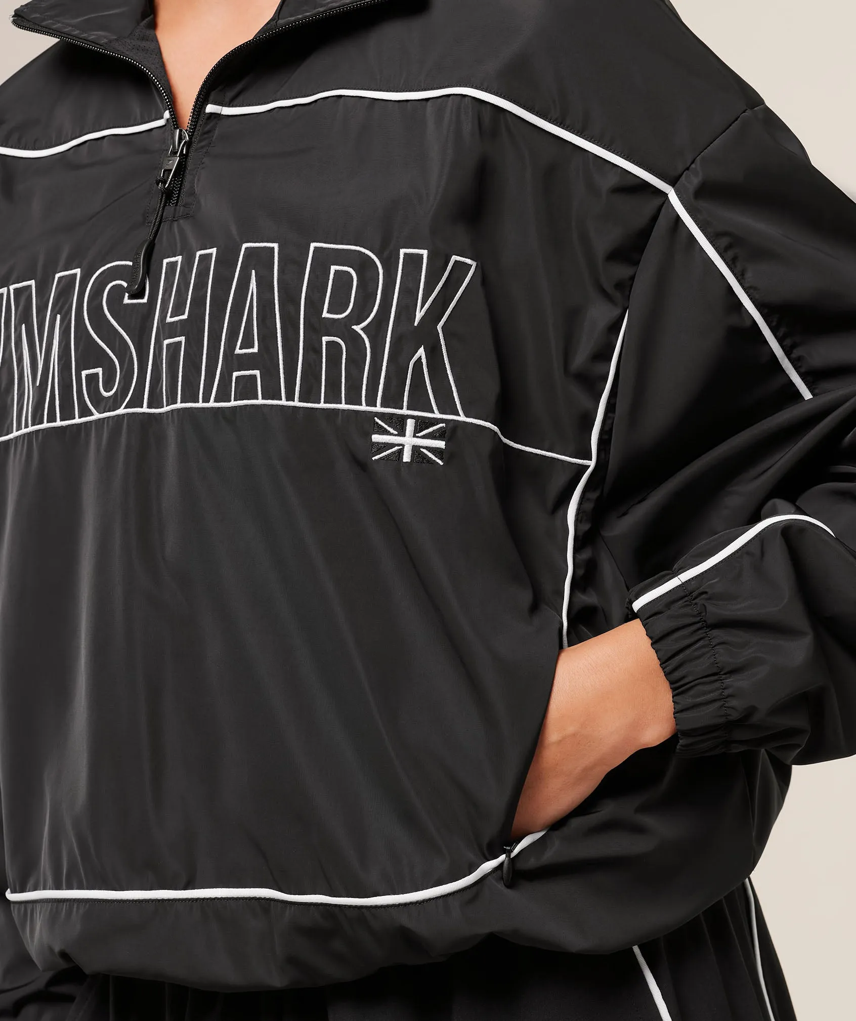 Gymshark Wordmark 1/4 Zip Track Jacket - Black/White sold by Gymshark product image thumbnail 5