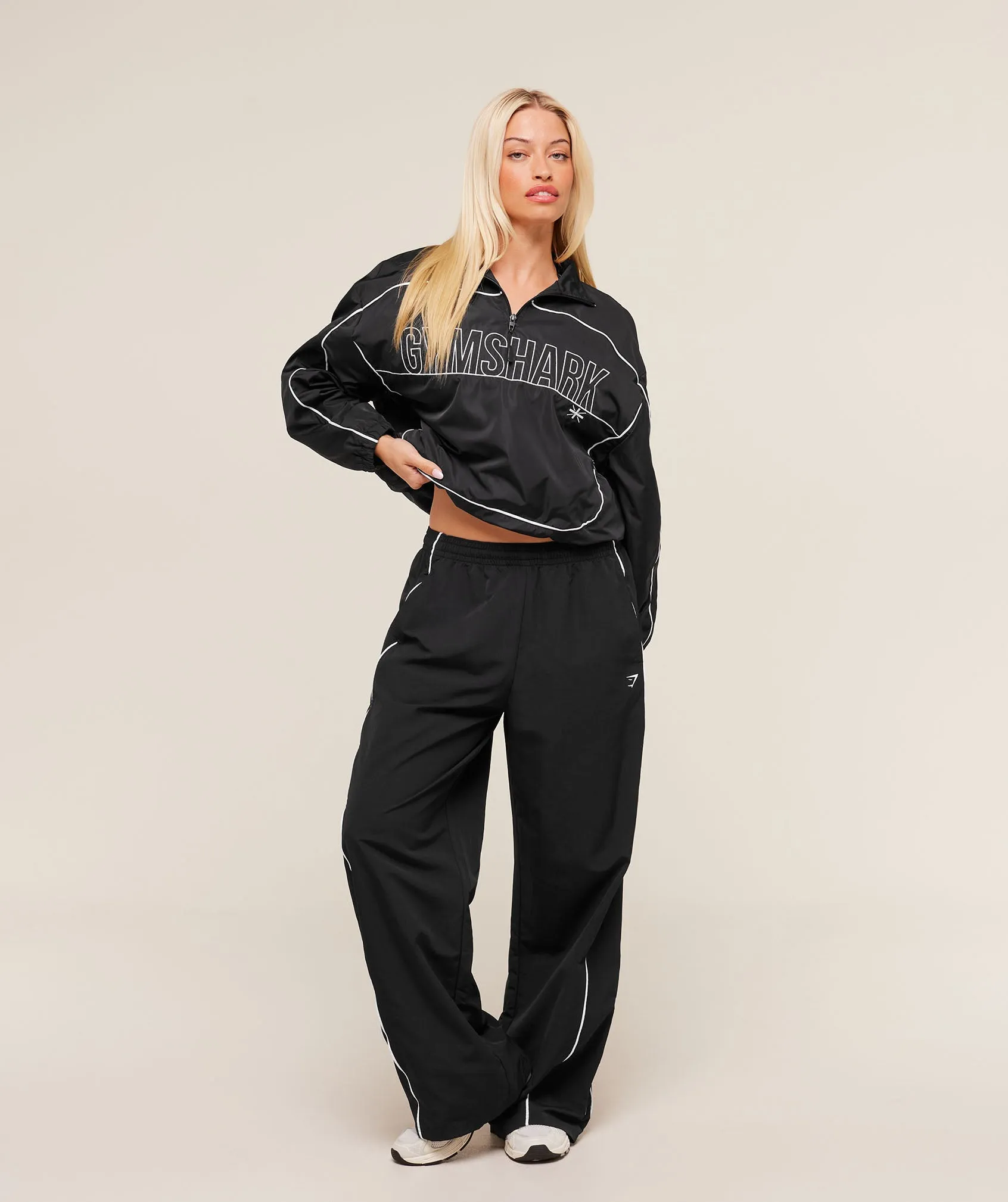 Gymshark Wordmark 1/4 Zip Track Jacket - Black/White sold by Gymshark product image thumbnail 4