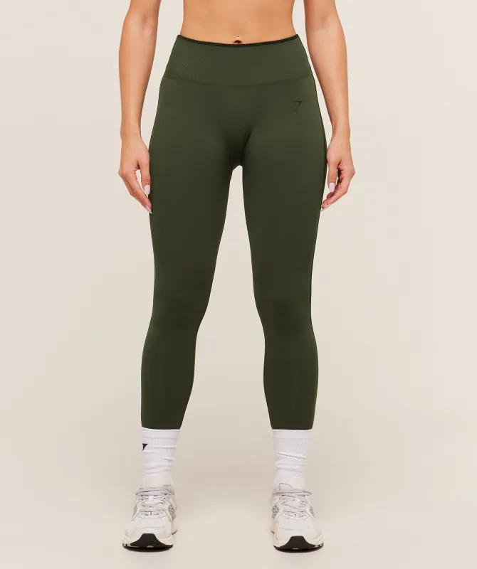 Gymshark Everyday Seamless Contrast Legging - Winter Olive/Black sold by Gymshark