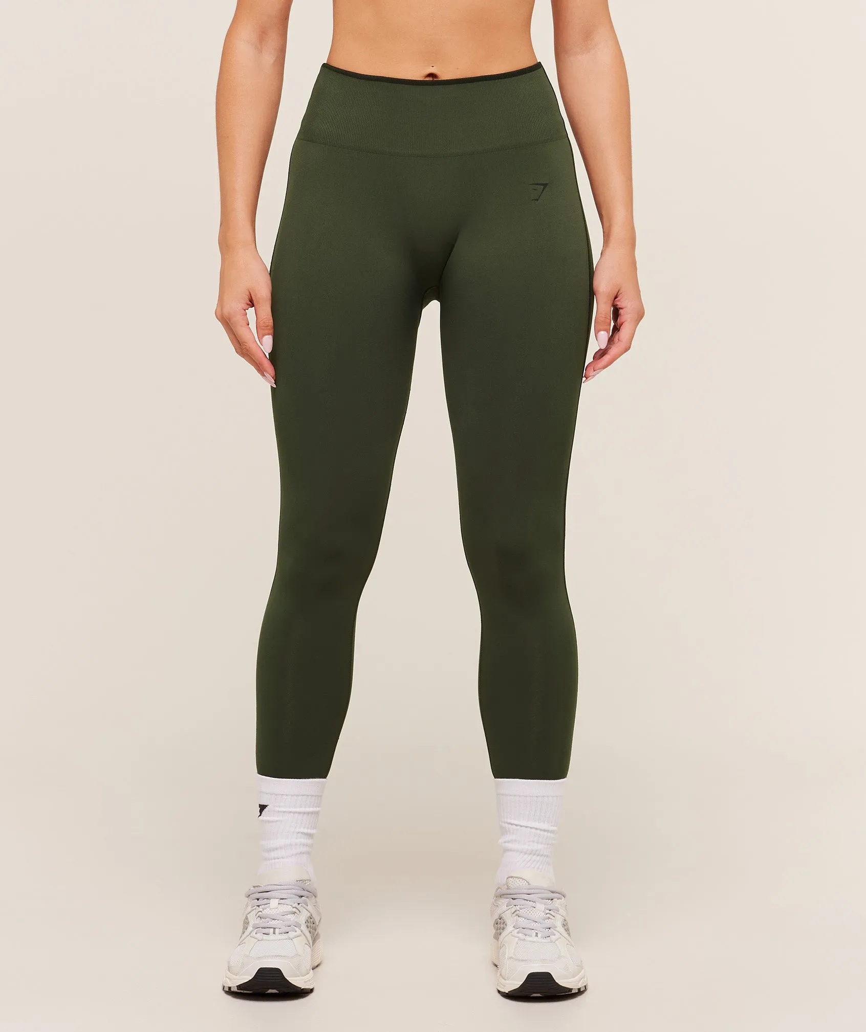 Gymshark Everyday Seamless Contrast Legging - Winter Olive/Black sold by Gymshark