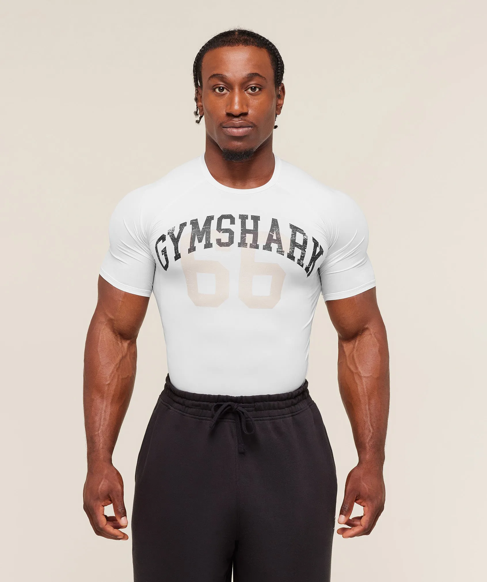 Gymshark Graphic Baselayer T-Shirt - White sold by Gymshark