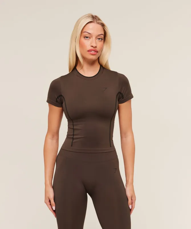 Gymshark Everyday Seamless Contrast Tee - GS Archive Brown/GS Black sold by Gymshark