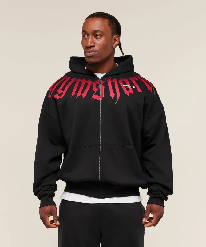 Gymshark Fade Graphic Zip Up Hoodie - Black sold by Gymshark