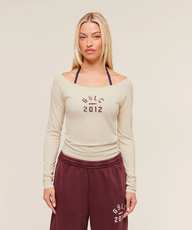 Gymshark Gymshark Lifting Club 2012 Graphic Long Sleeve Top - Stone Beige/Wash sold by Gymshark