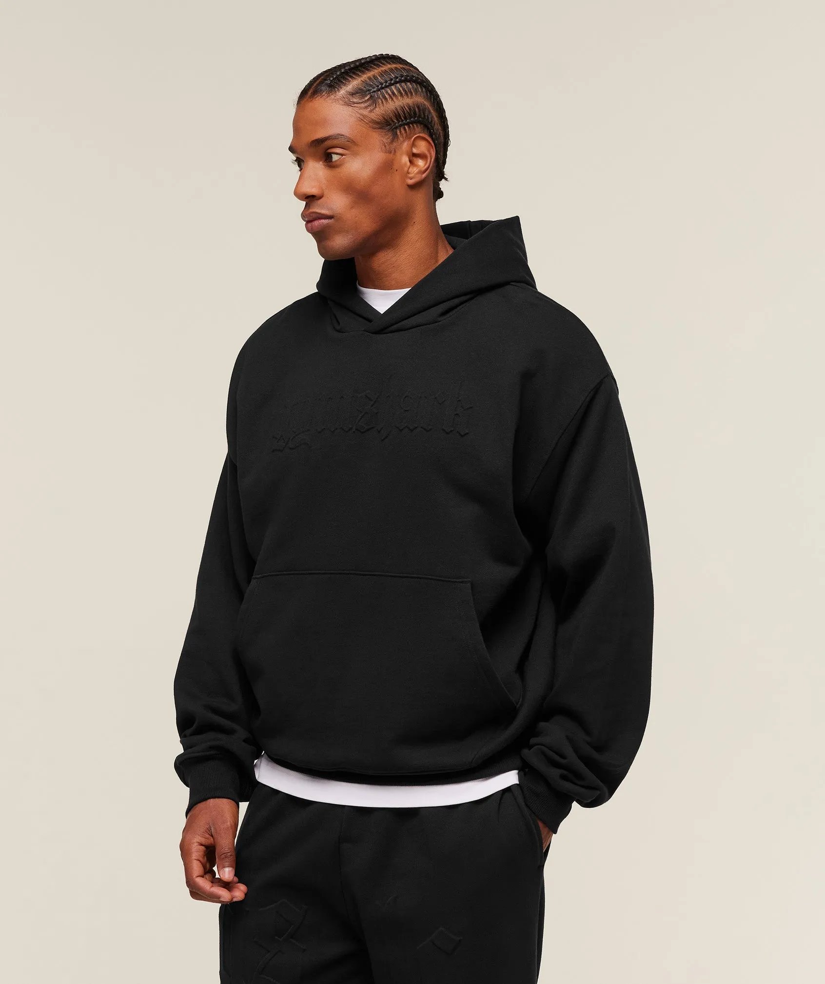 Gymshark Embossed Boxy Hoodie - Black sold by Gymshark product image thumbnail 3